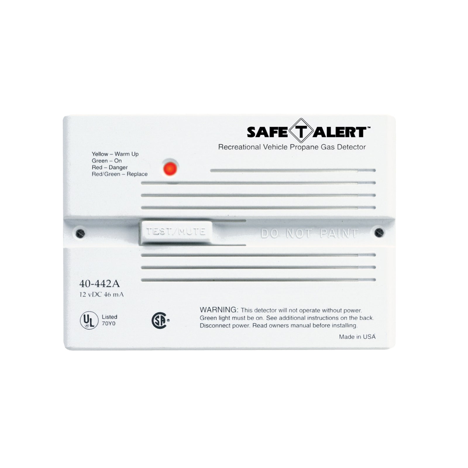 Safe-T-Alert 40-441-P-WT Propane/LP Gas Alarm - 12V, 40 Series Surface Mount, White