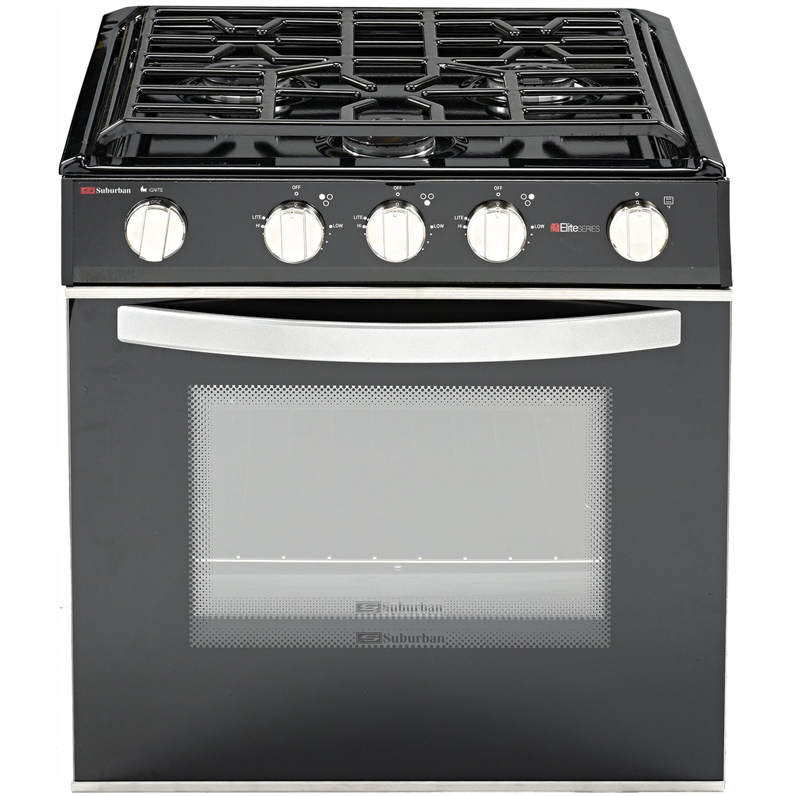 Suburban 3622A Range 3 Brnr Black/Silver Piezo