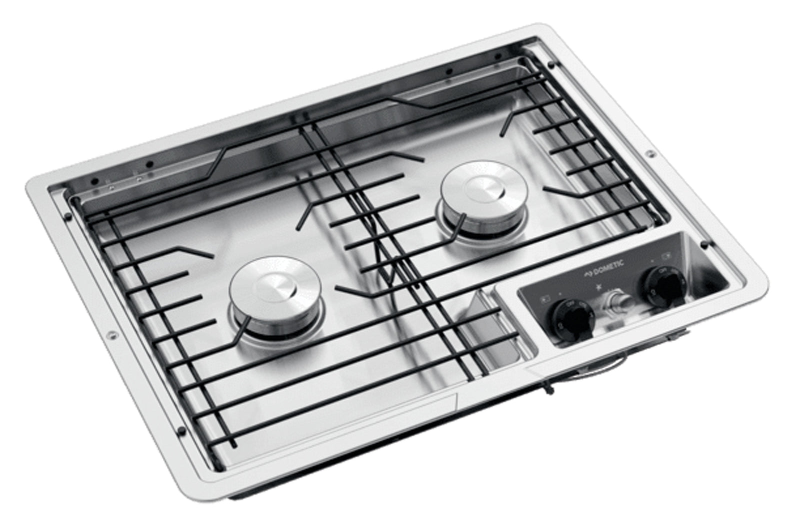 Dometic 9108917580 (50215) Drop-In Two-Burner 12V Cooktop with Wire Grate - Stainless Steel, Electric