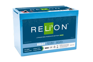 RELiON RB60 Lithium Deep Cycle Battery LiFePO4 - 12.8V, 60Ah, M8 x 1.25 Terminal