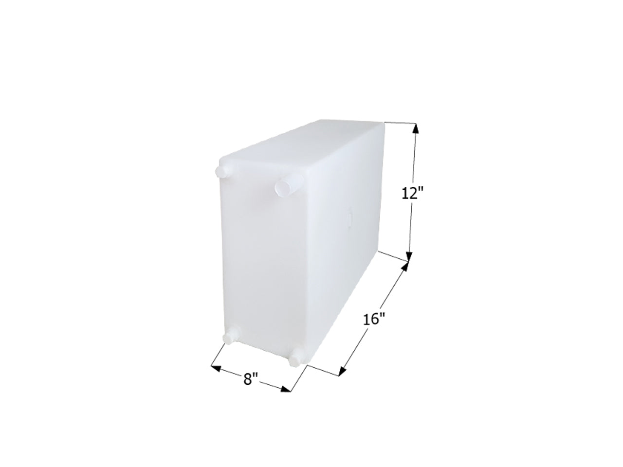 Icon 12738 Fresh Water Tank with 1/2" FTP and 1-1/4" Filler WT2474 - 16" x 12" x 8", 6 Gallon