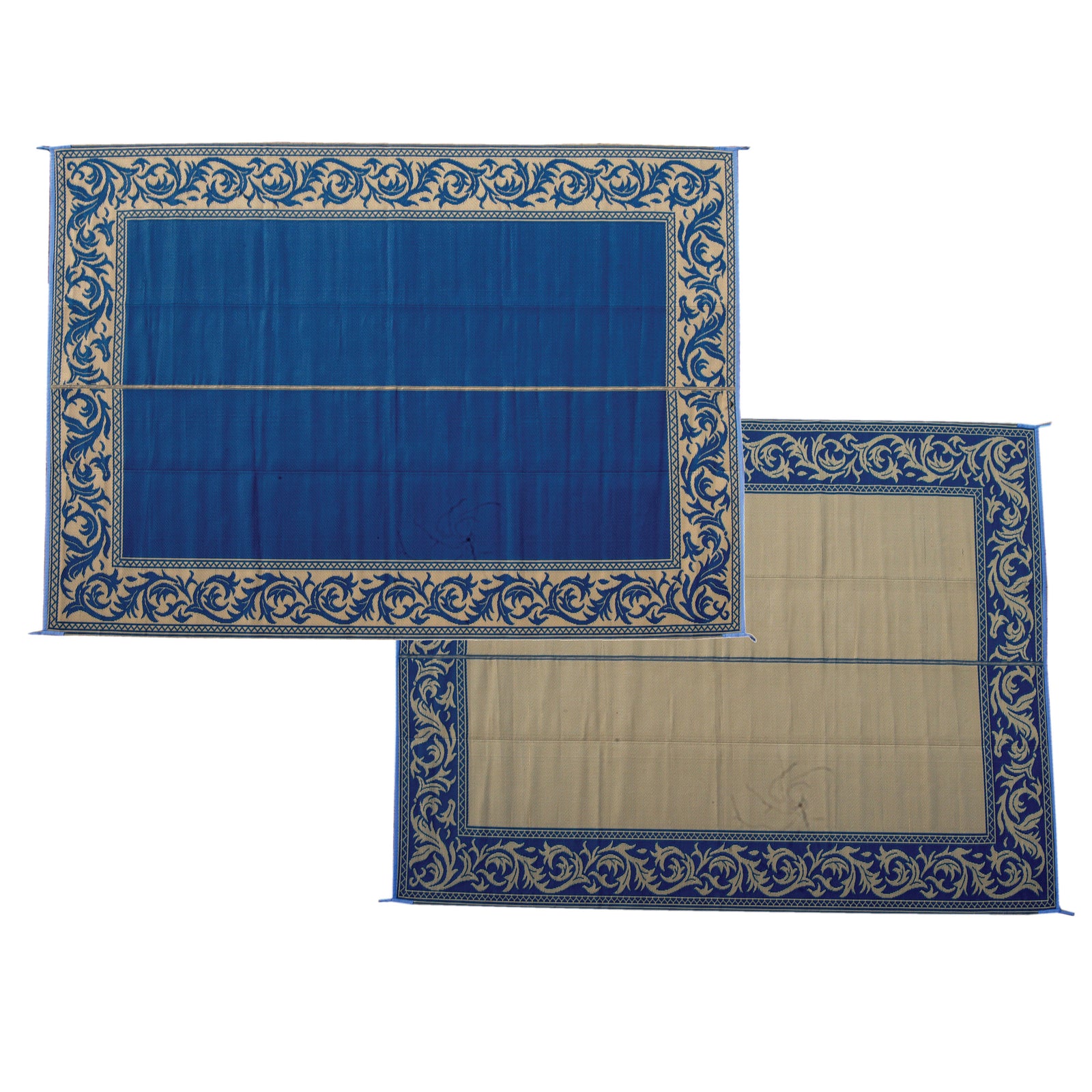 Ming's Mark RA3 Stylish Camping Reversible Classical Patio Mat - 9' x 12', Blue/Beige