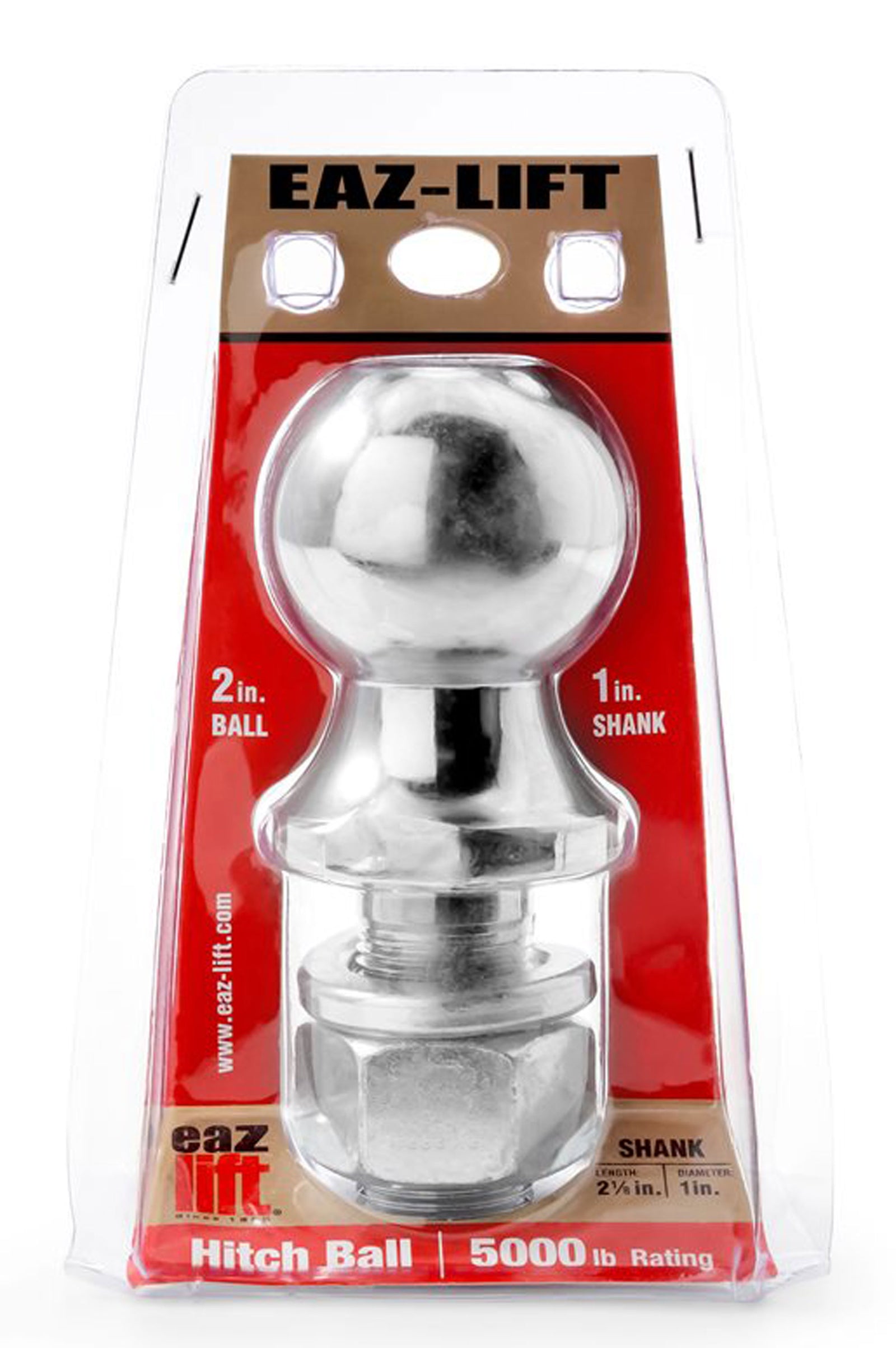 Camco 48222 Eaz-Lift Hitch Ball - 5,000 lbs. Rating, 2" x 1" x 2-1/8"