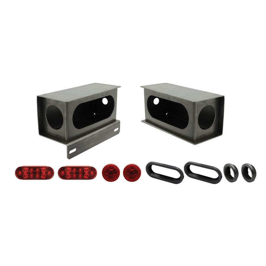 Extreme Max 5001.1352 Weld-On Stop/Tail/Turn Taillight Kit with License Plate Bracket and LED Lights for Trailers - Silver