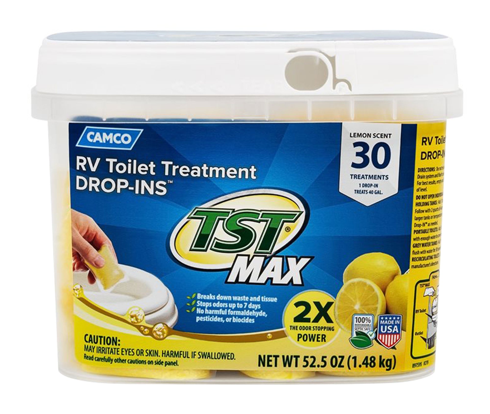 Camco 41577 TST MAX Lemon RV Toilet Drop-ins - 30/Bucket