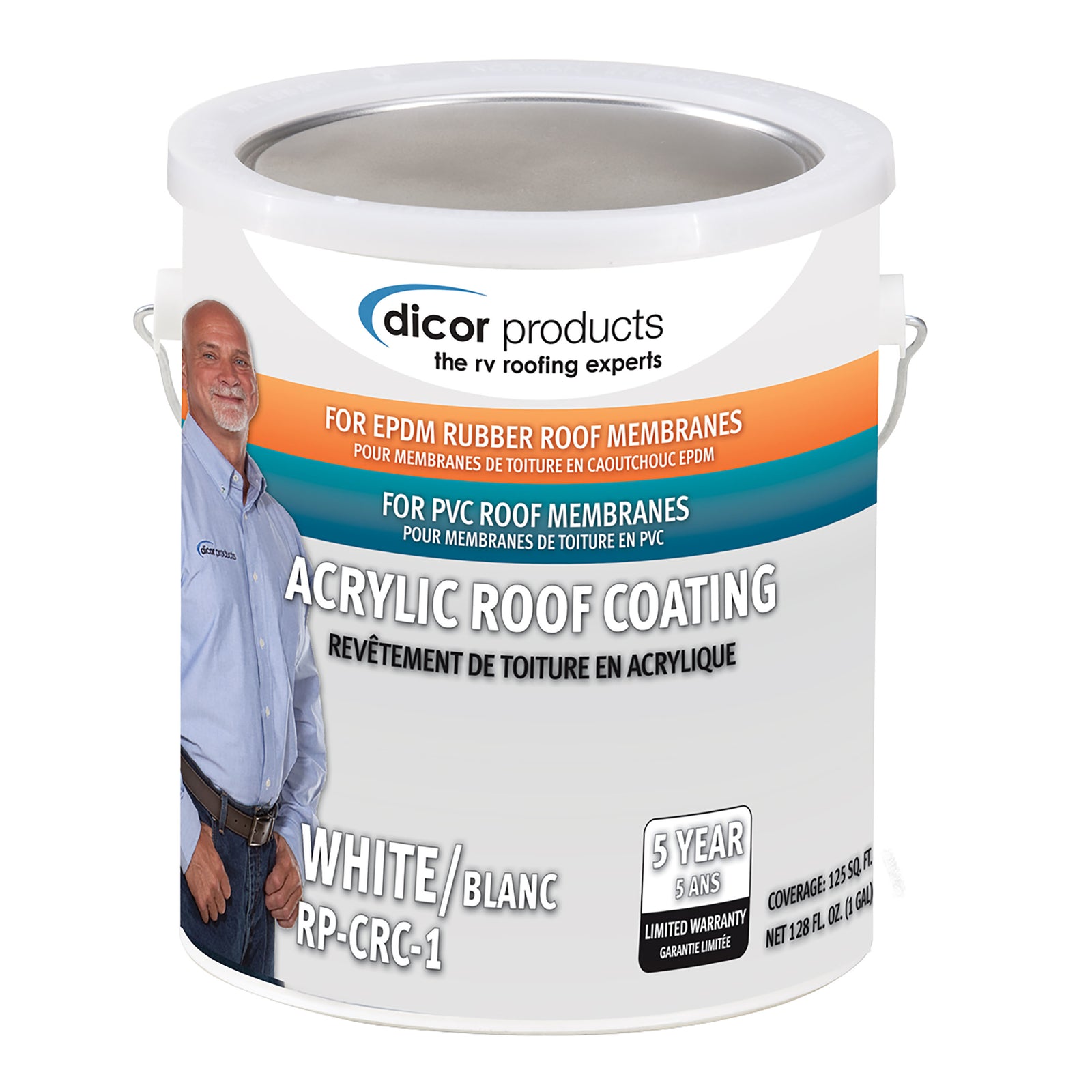 Dicor RP-CRC-1 EPDM Rubber Roof Acrylic Coating Part 2 - White, 1 Gallon