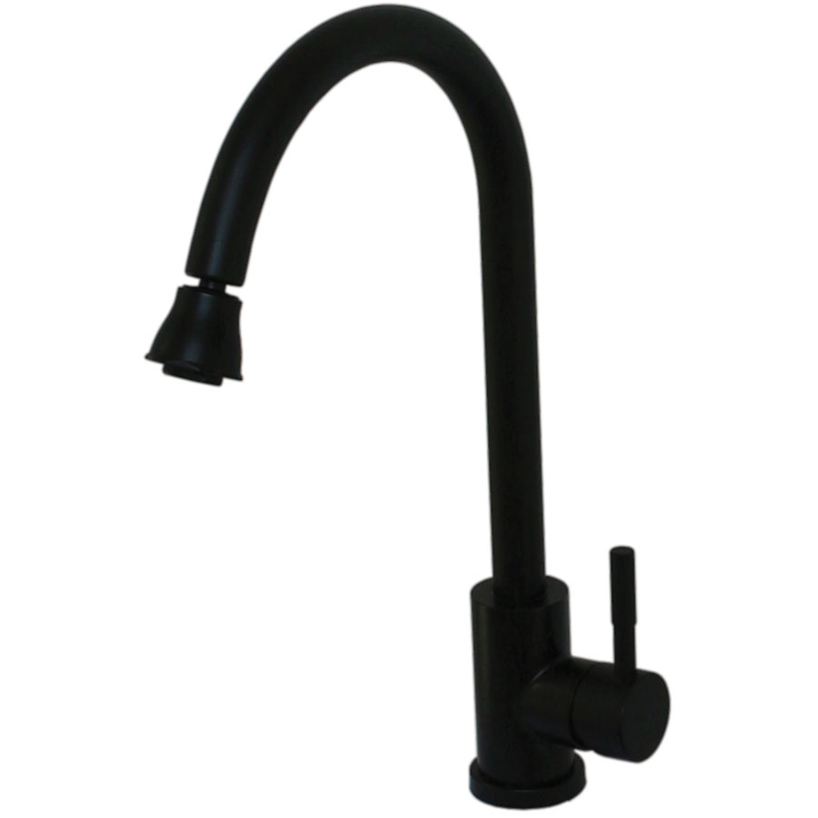 Empire Faucets SL7000BMT-A Single Lever Metal RV Kitchen Faucet with Gooseneck Spout - Black Matte