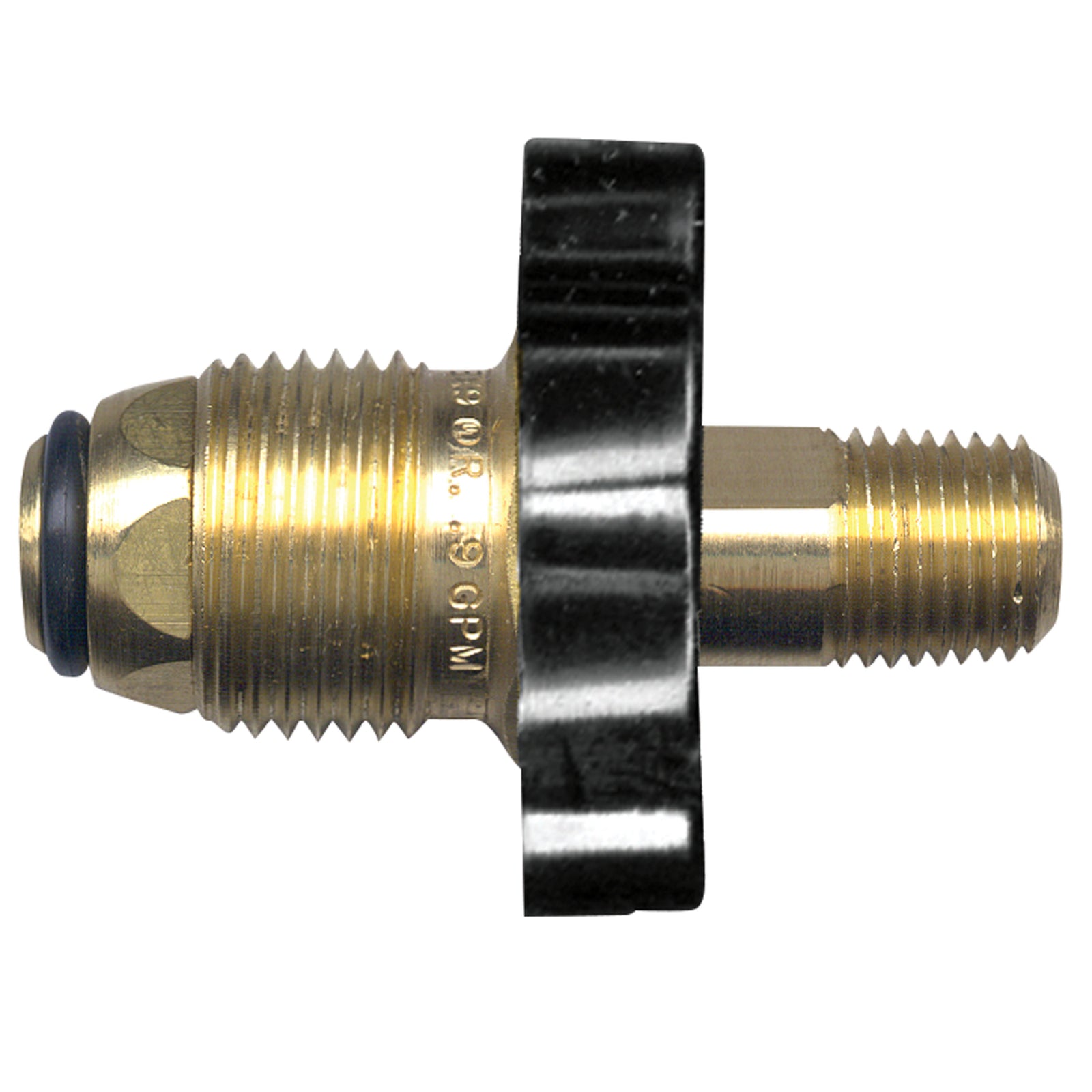 JR Products 07-30085 Excess Flow Pol W/ Handwheel - 1/4" MPT x Male POL 2-3/8" Long