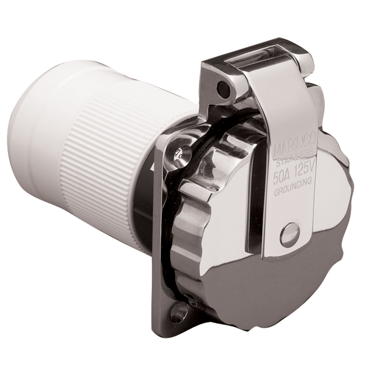 ParkPower 6373EL-BRV Stainless Steel Square Power Inlet - 50 Amp