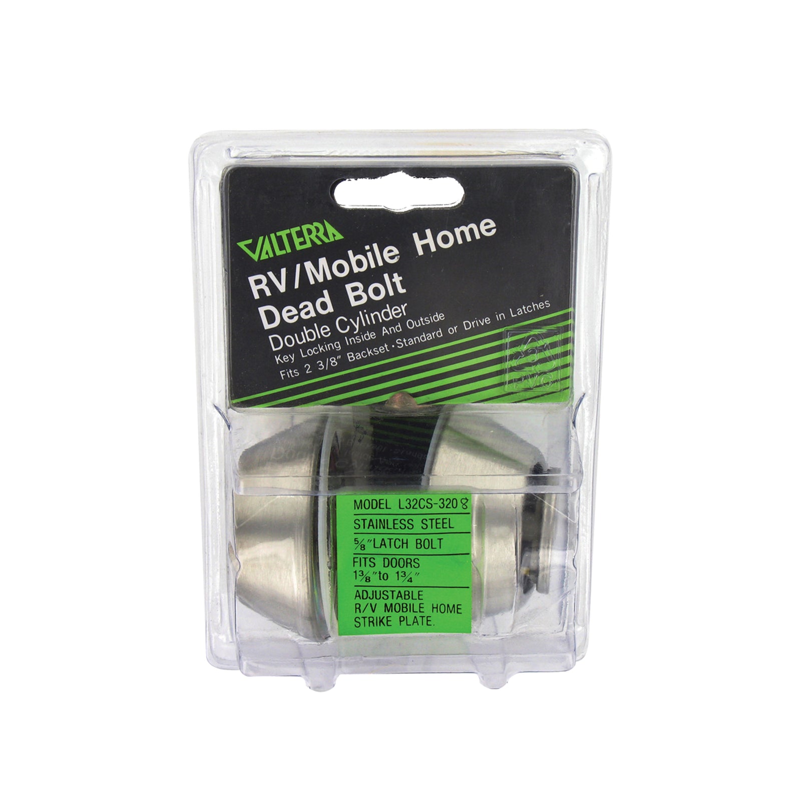 Valterra L32CS3208 Stainless Steel Double 5/8" Throw Cylinder Deadbolt Lock - Deadbolt