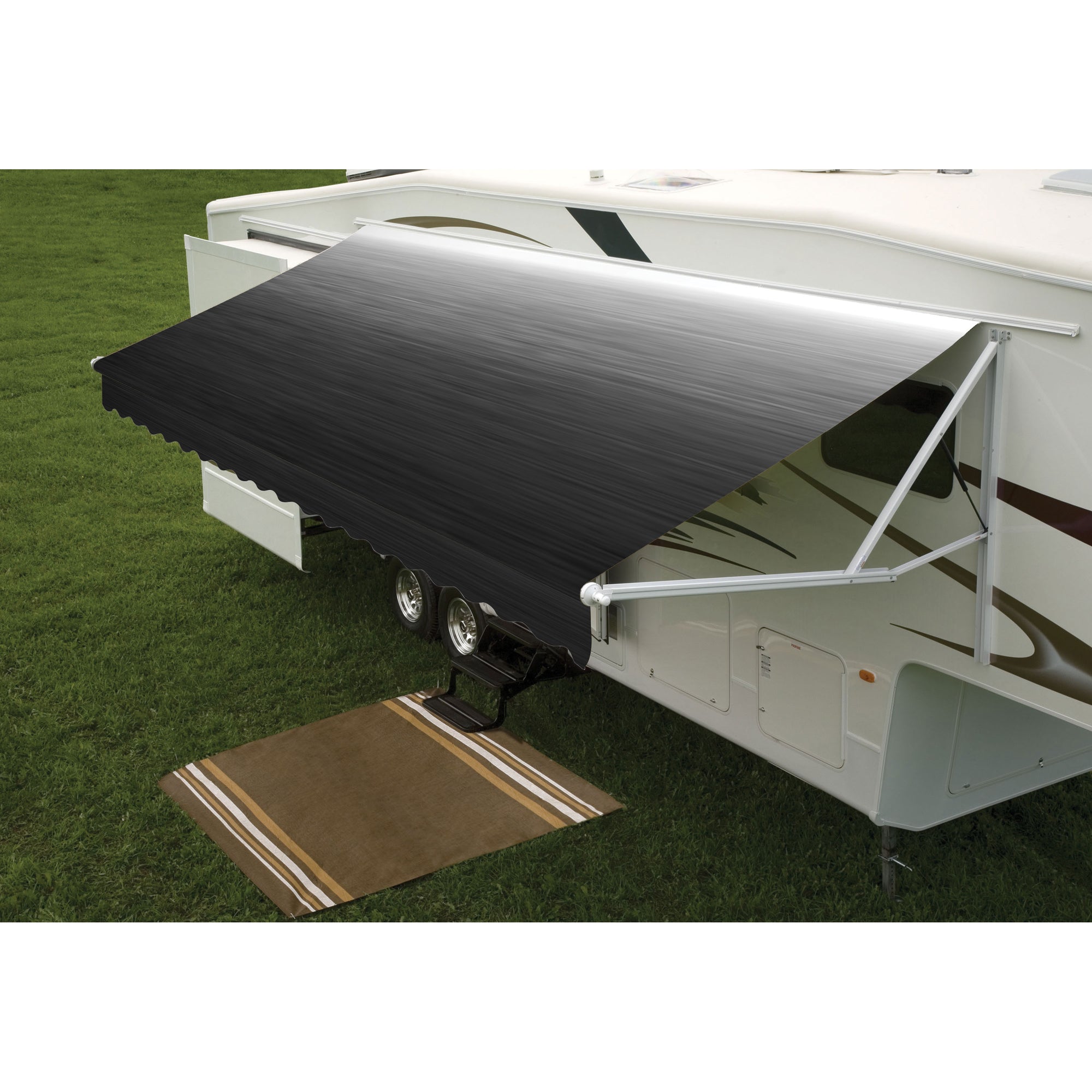 Dometic 915NR21.000B 9100 Power Patio Awning with Polar White Weathershield - 21', Onyx Linen Fade