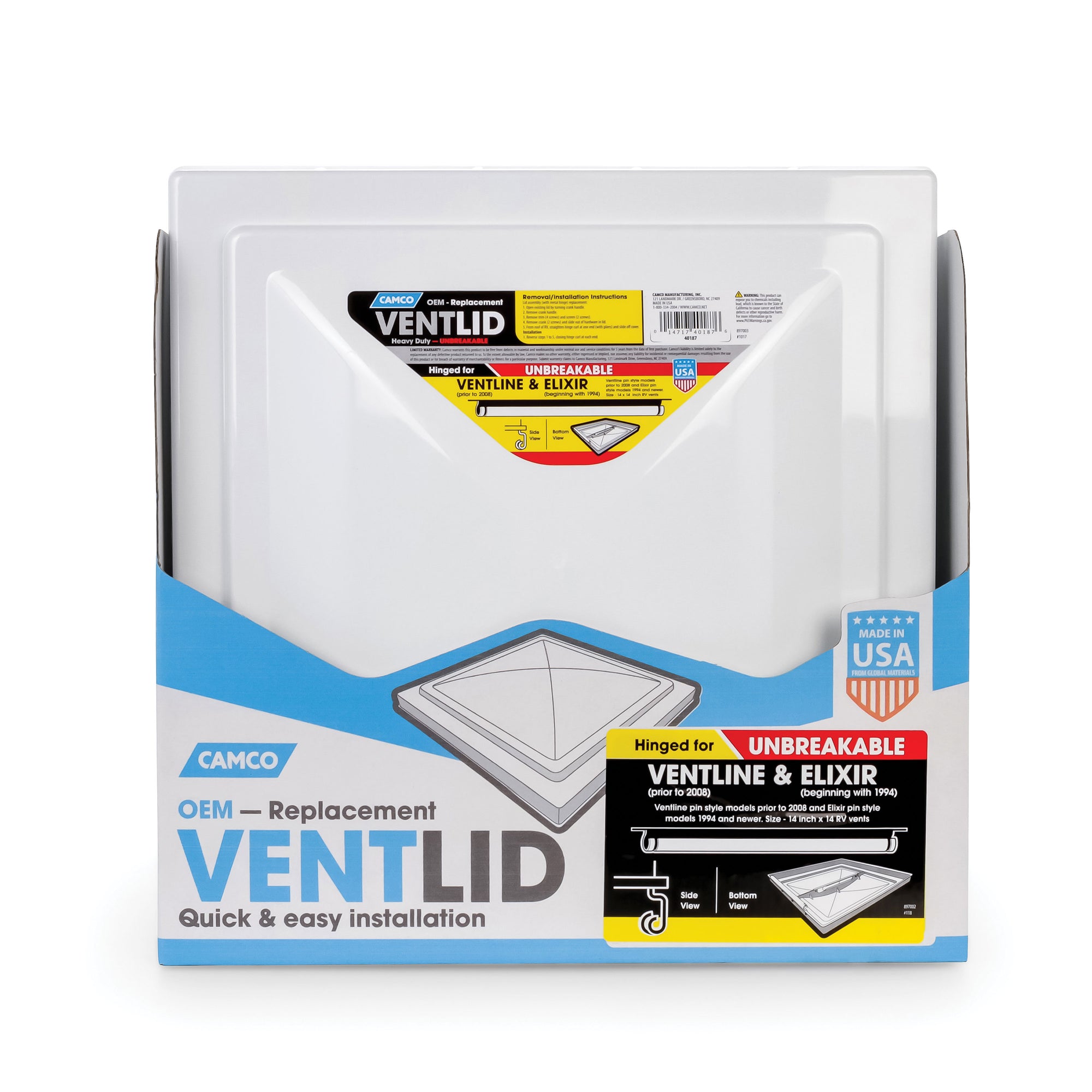 Camco 40187 Vent Lid Replacement for Pre-2008 Ventline Models