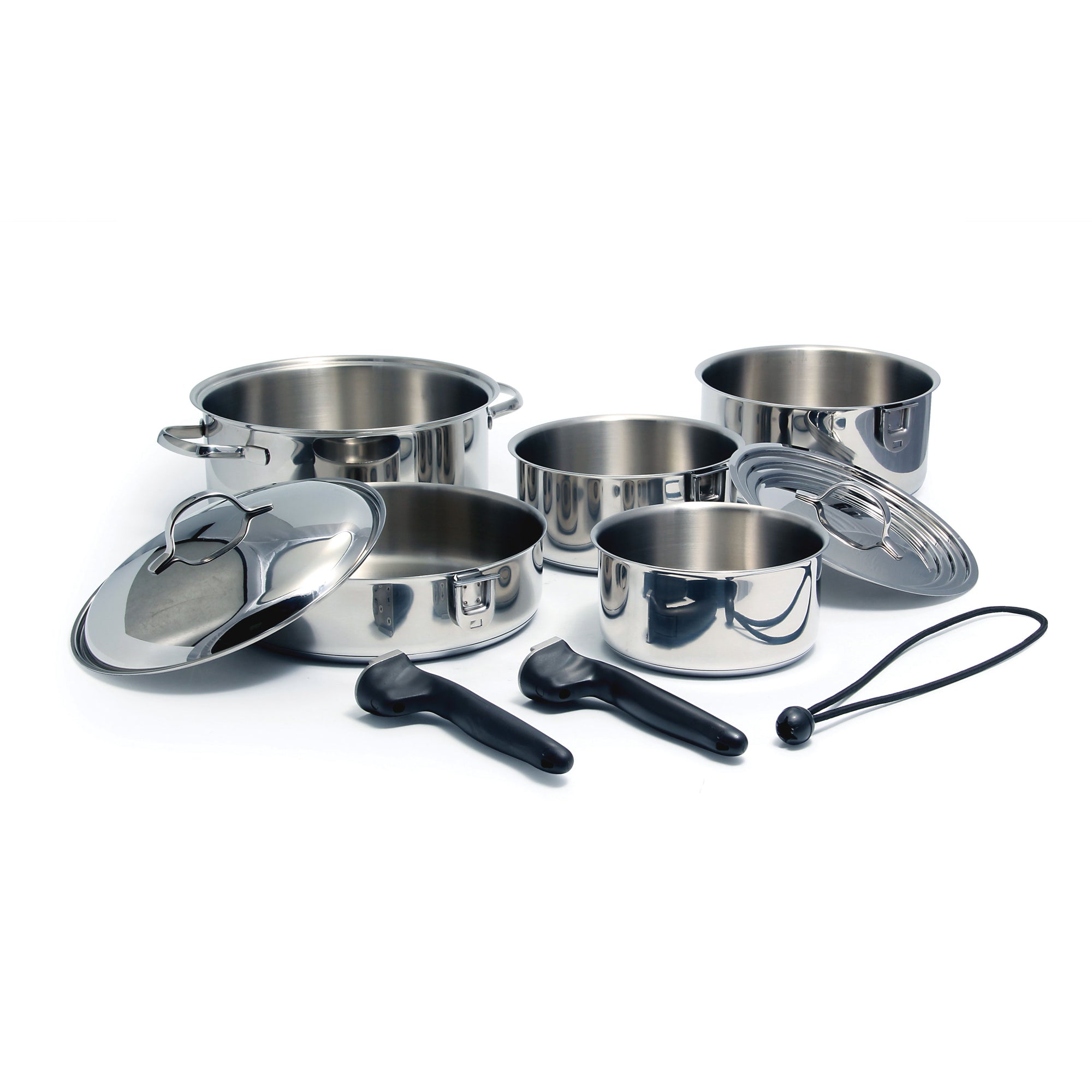 Camco 43921 Cookware 10 Pc Set Nesting Stainless Steel