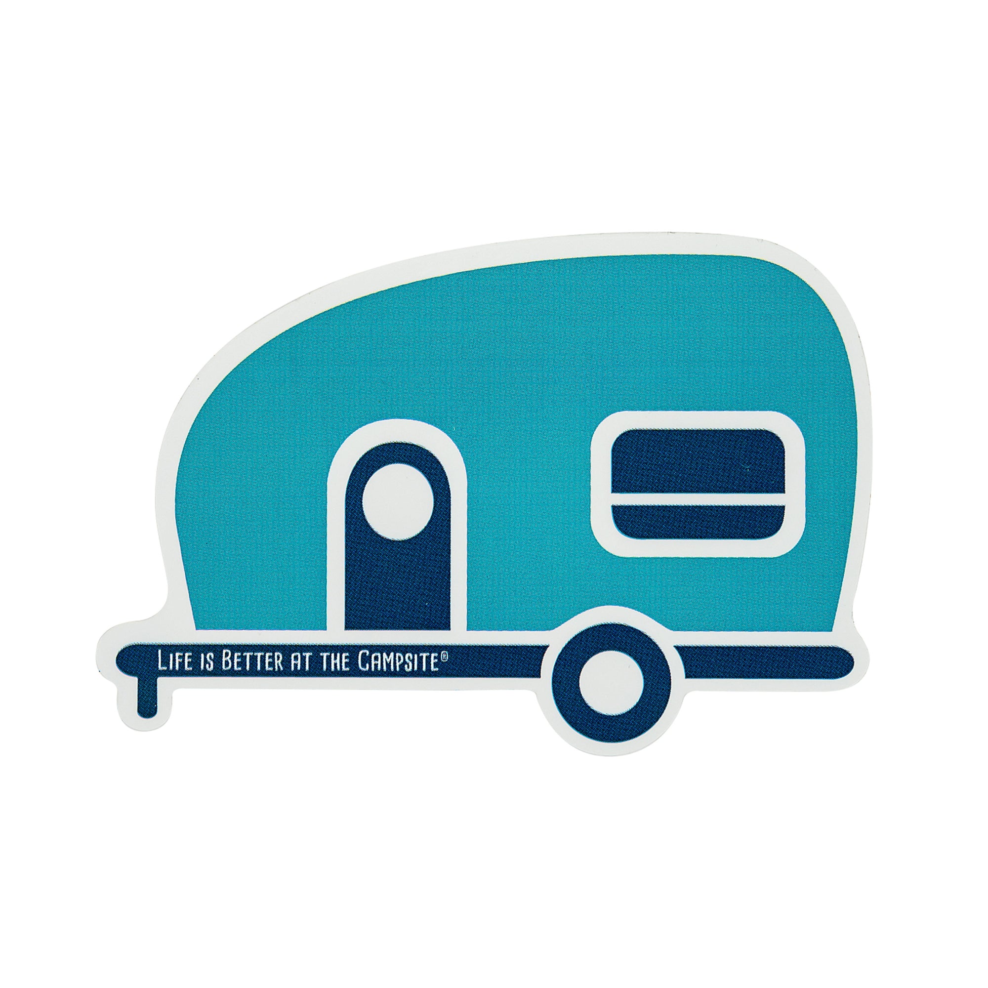 Camco 53255 "Life is Better at the Campsite" RV Decal - Teal Camper