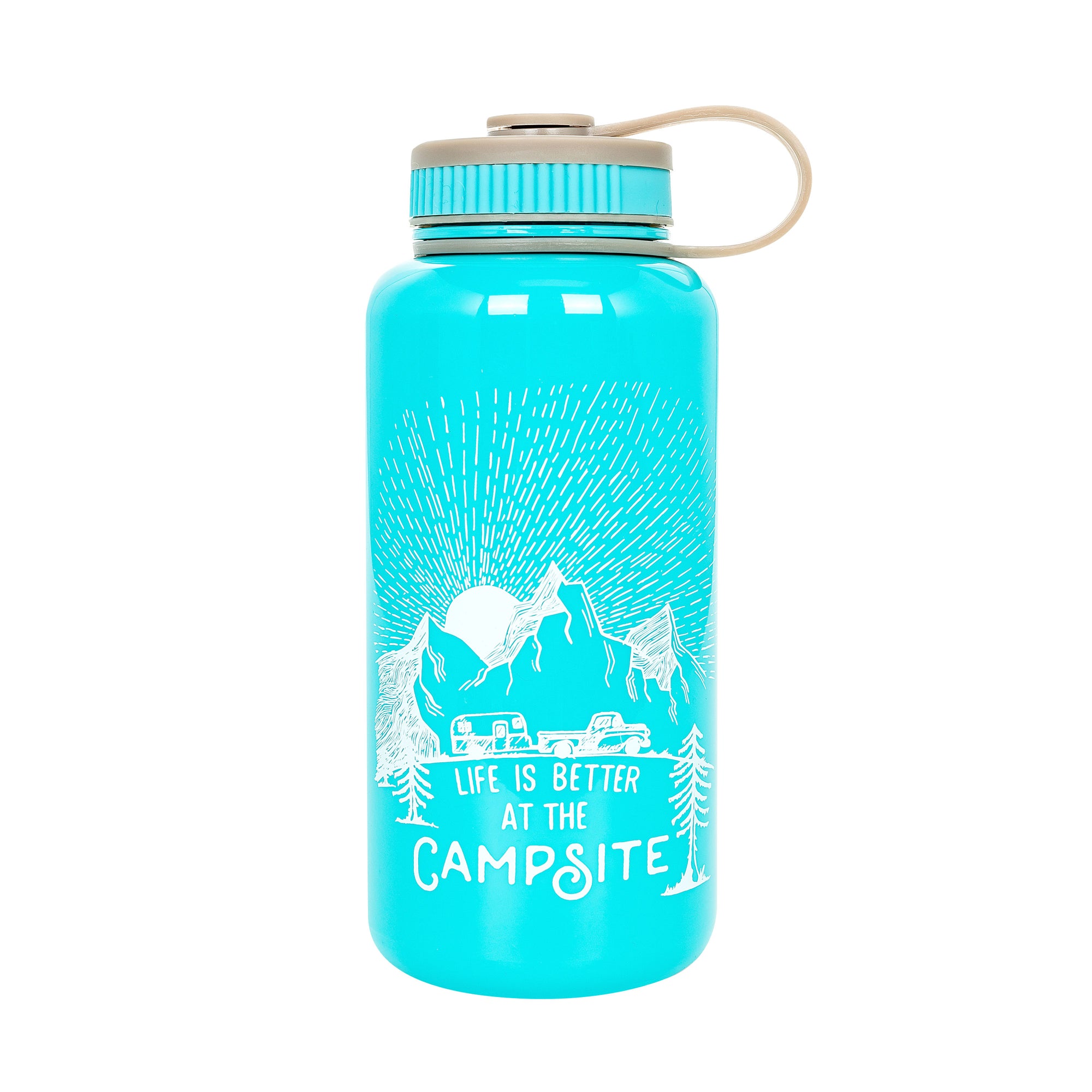 Camco 53270 "Life is Better at the Campsite" Water Bottle - 32 oz.,Teal