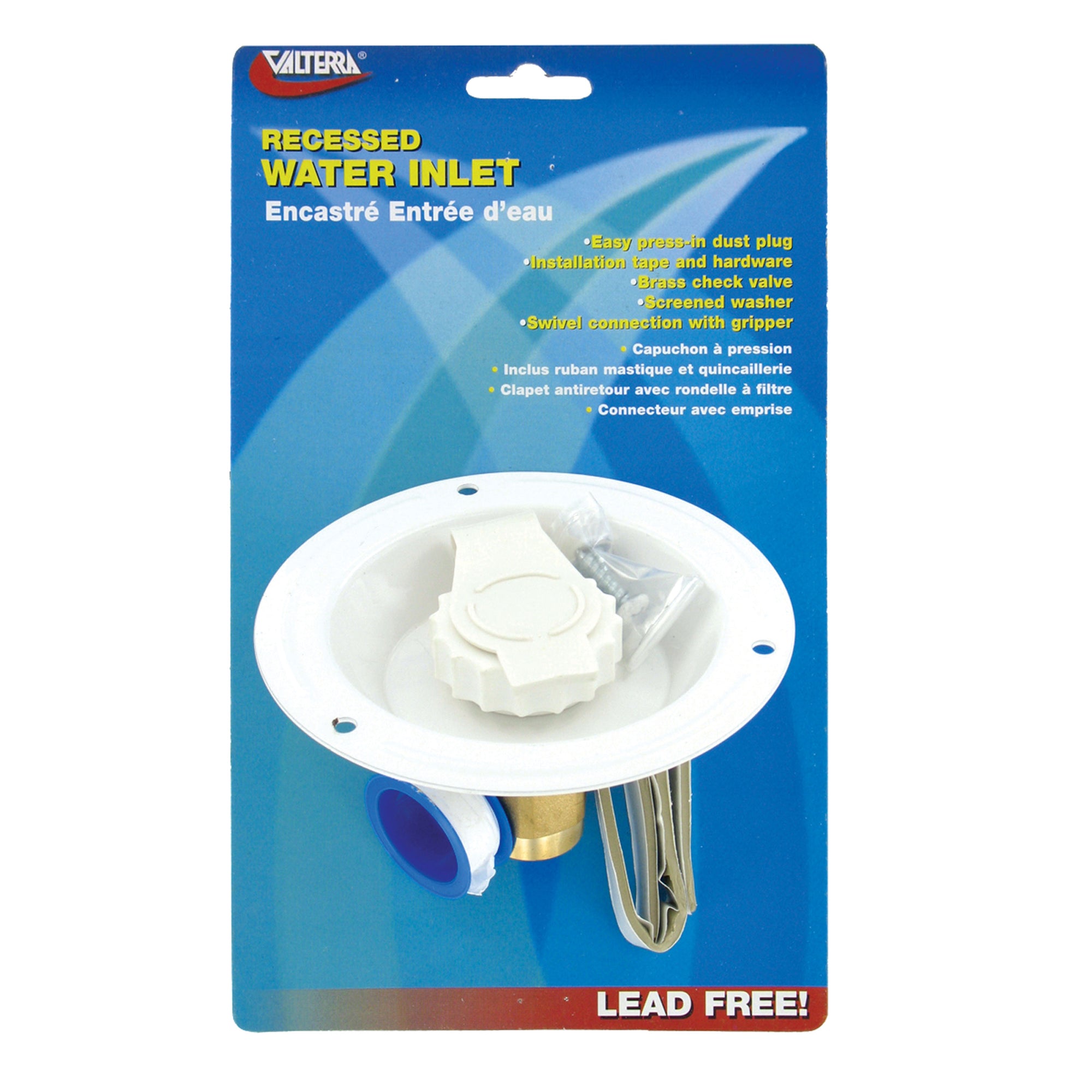 Valterra A01-0176LFVP Recessed Water Inlet - FPT, White (Carded)