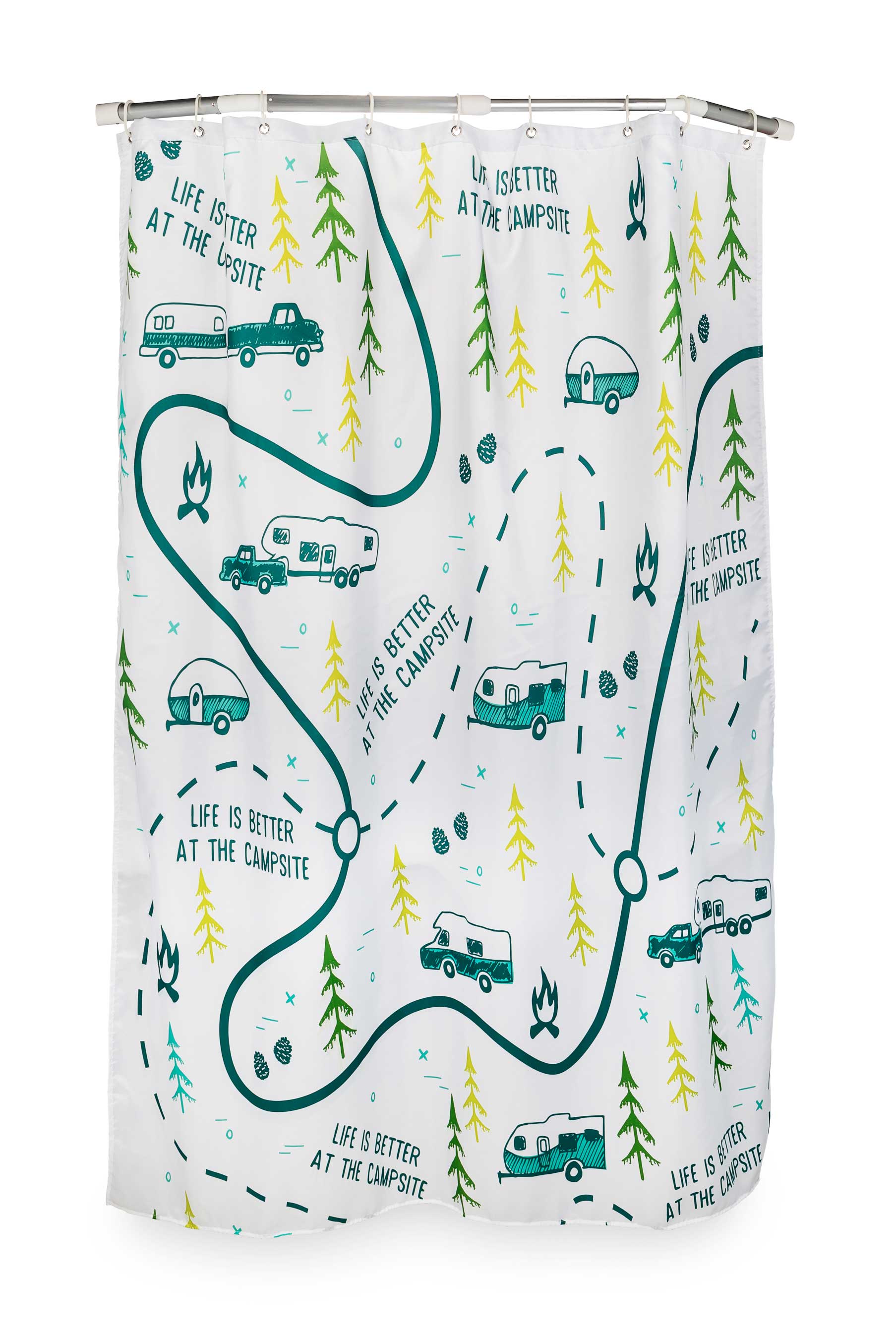 Camco 53245 LIBATC RV-Sized Shower Curtain - Map Design