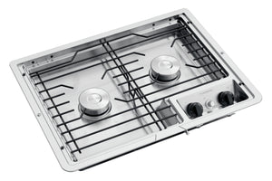 Dometic 9108917580 (50215) Drop-In Two-Burner 12V Cooktop with Wire Grate - Stainless Steel, Electric