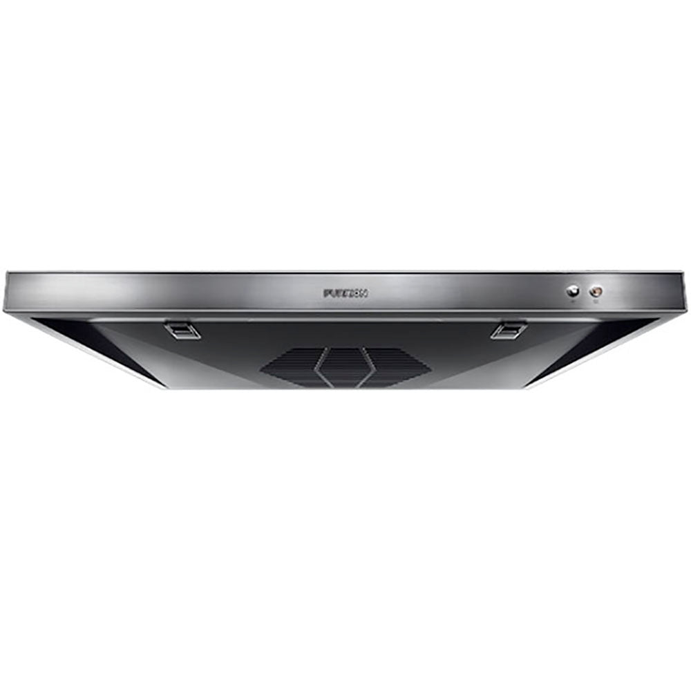 Lippert 742430 12V Vented Range Hood with Charcoal Filter - Black Body with Stainless Faceplate