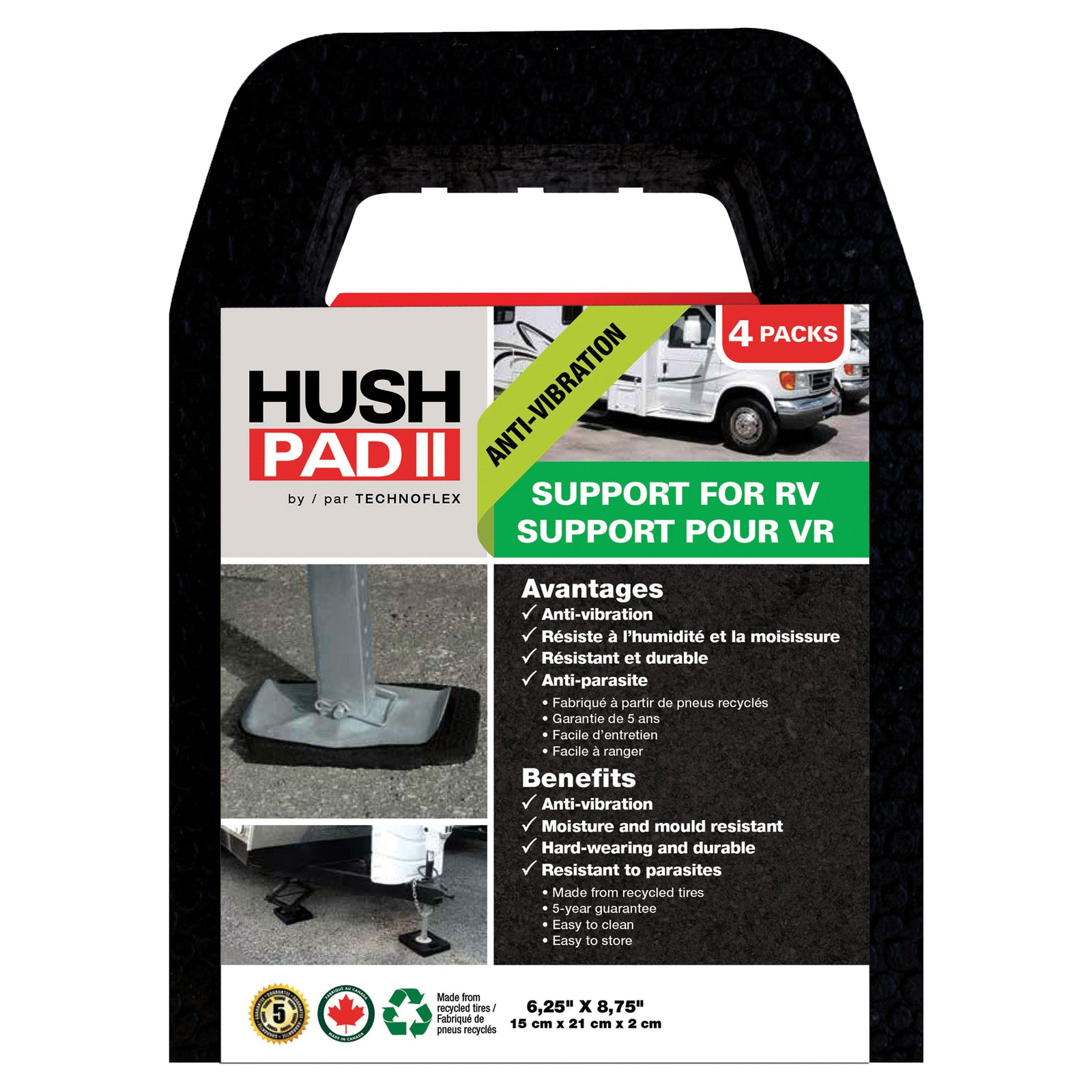 Technoflex HP0608 HUSH PAD II RV Stabilizer - 6.25" x 8.75", 4 Pack