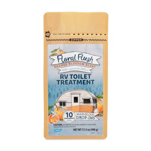 Camco 41491 Floral Flush RV Toilet Treatment Drop-Ins - Orange Blossom, Pack of 10