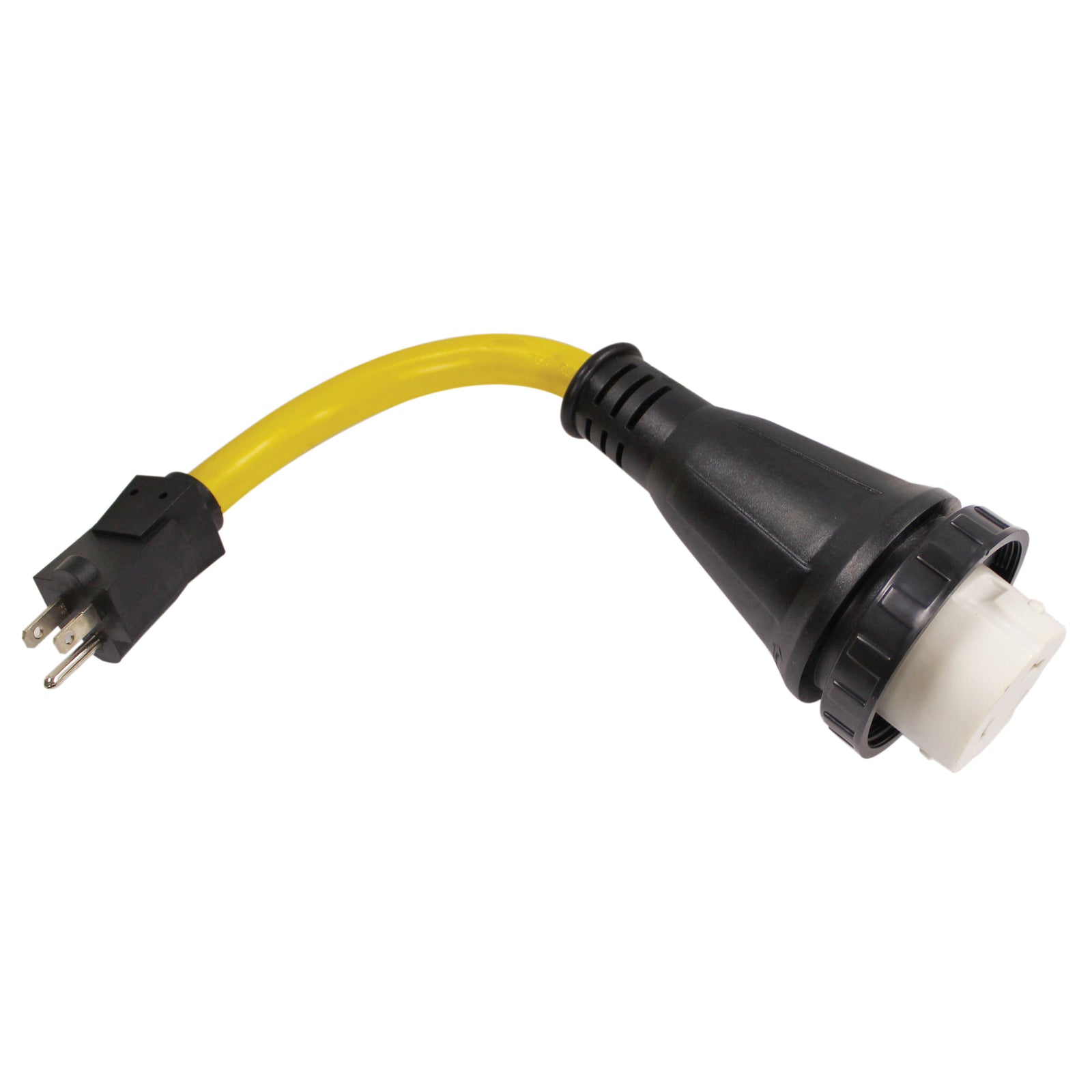 RV ADAPTER 15 AMP MALE TO 50 AMP TWIST LOCK 12" 10/3 AWG