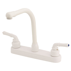 Empire Brass U-YWI800RSW RV Kitchen Faucet with Hi-Rise Spout and Teapot Handles - 8", White