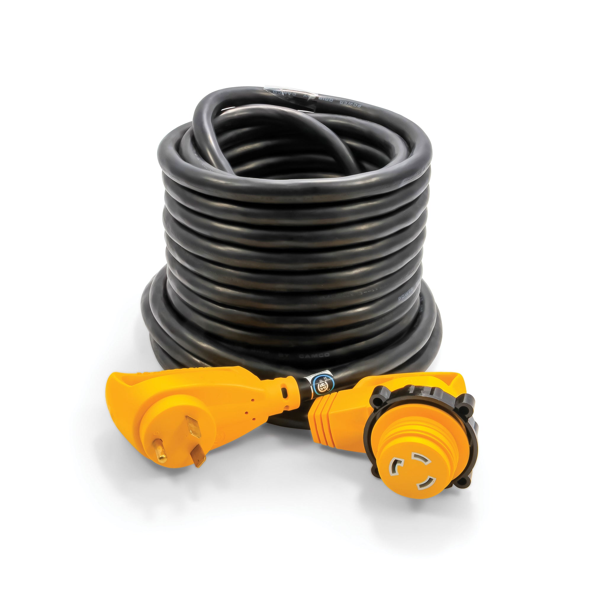 Camco 55525 30 Amp Power Grip Extension Cord with 90M/90F Locking Adapter - 50'
