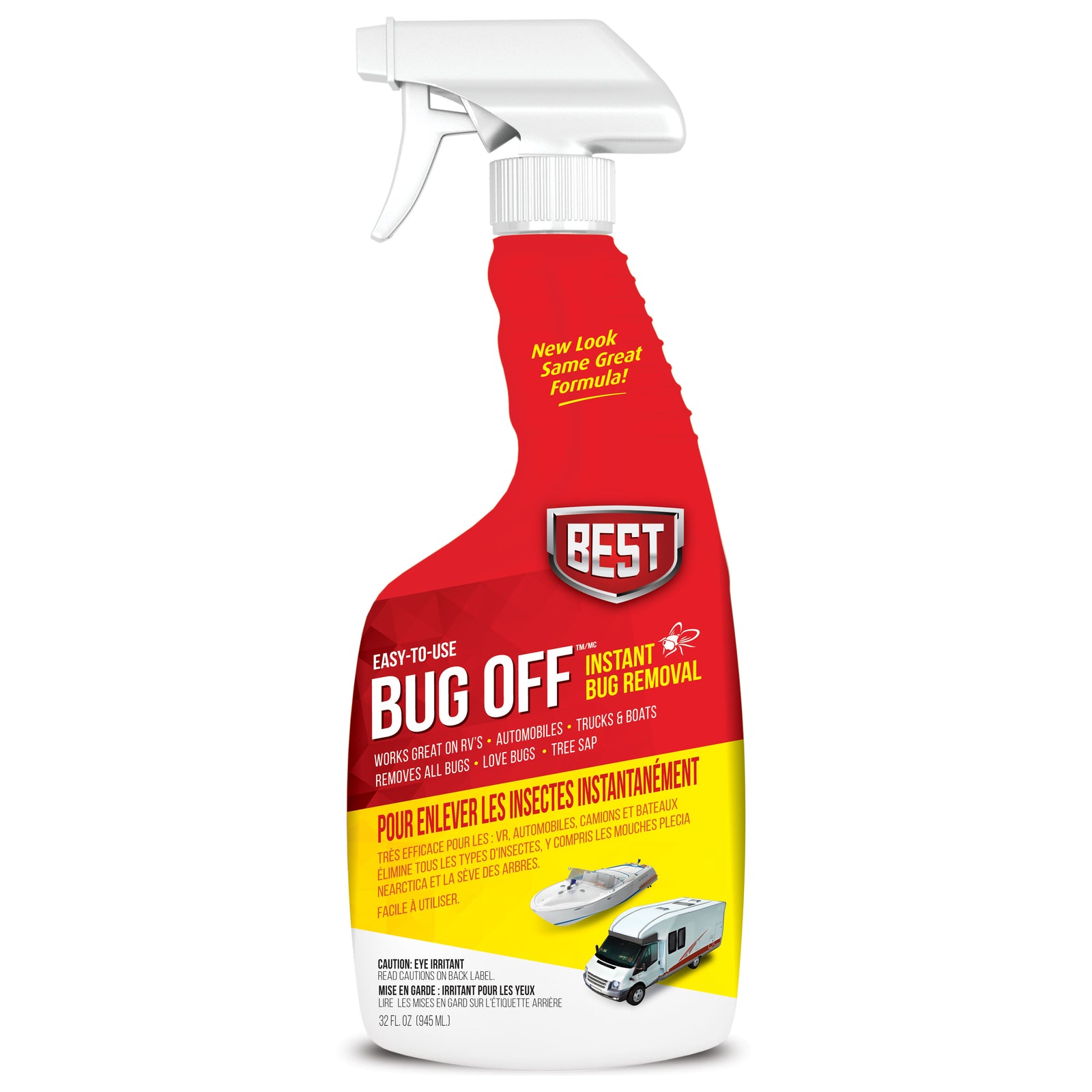 B.E.S.T. 45032 Bug-Off Bug Remover Spray – Fast-Acting Cleaner for RVs, Cars, Trucks & Motorcycles – Removes Bug Guts, Tar & Grime from Paint, Chrome & Glass – 32 oz. Bottle