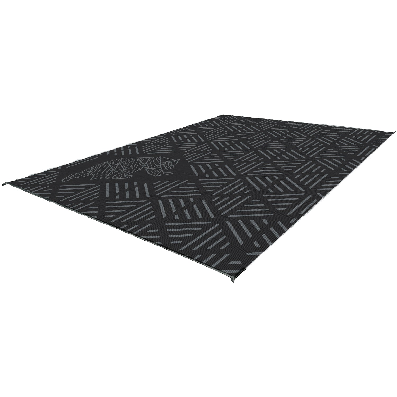 KUMA 883-KM-SP-GB-9 Striped Peaks Outdoor Mat - 9' x 9', Black/Gray