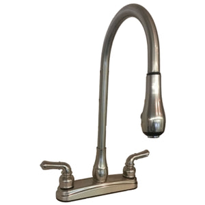 Empire Brass U-YOB2000B RV Kitchen Faucet with Gooseneck Spout, Pull-Down Sprayer and Teapot Handles - 8", Oil Rub Bronze