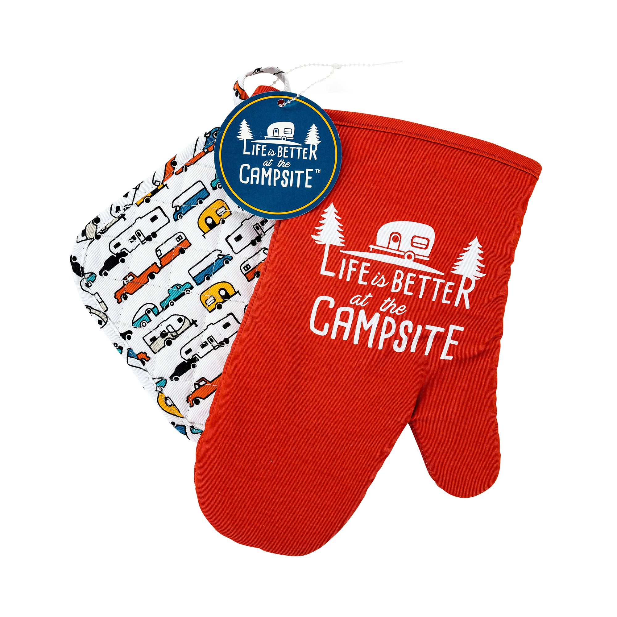 Camco 53260 "Life is Better at the Campsite" Oven Mitt & Pot Holder - Multi RV