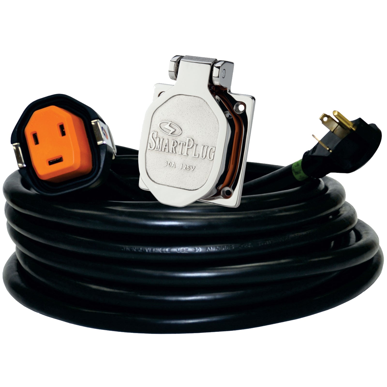 SmartPlug R3030BM30NT RV Power Cord with 30 Amp Stainless Steel Inlet - 30' Length