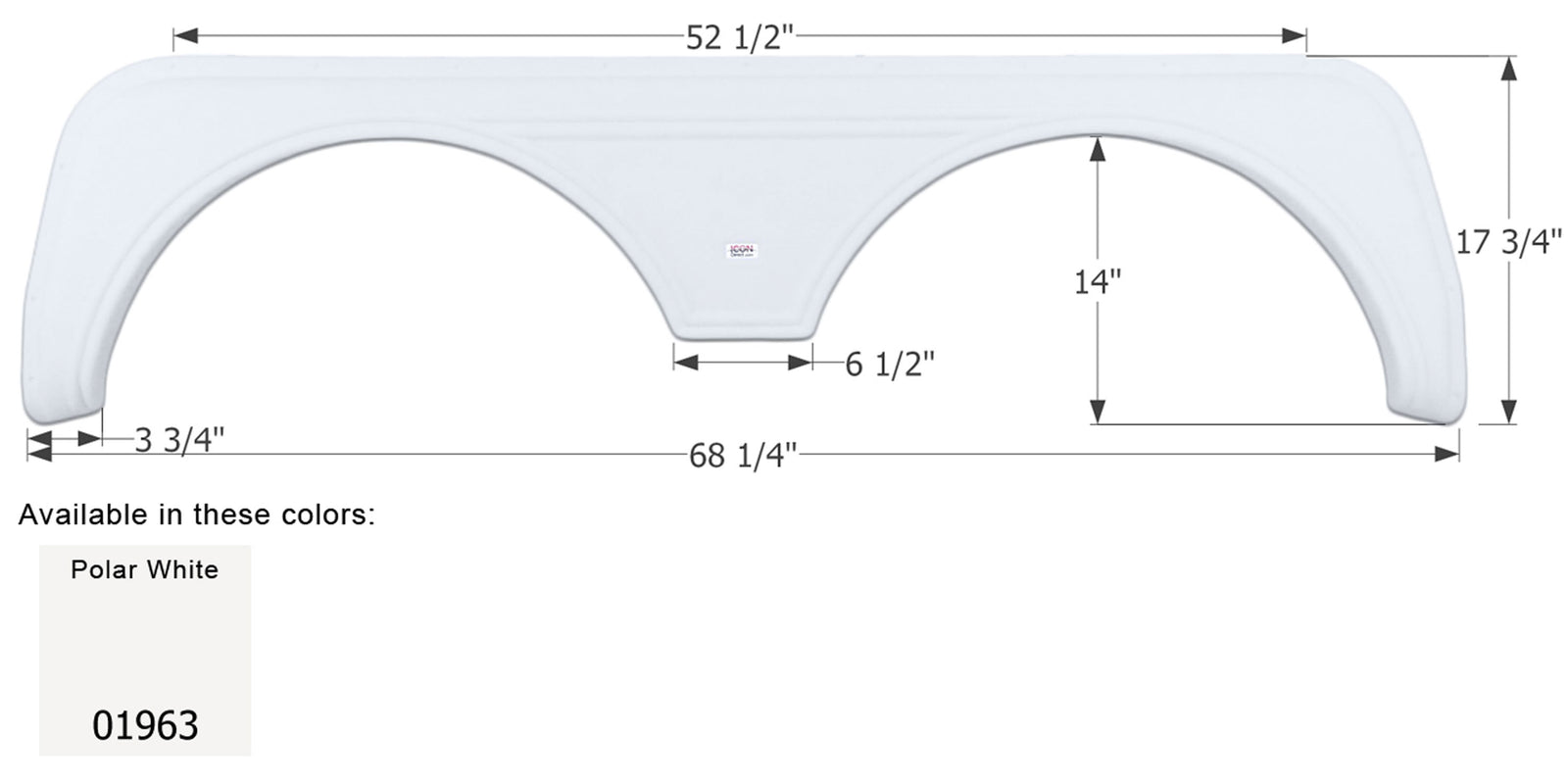 Icon 01614 Tandem Axle Fender Skirt FS762 for Heartland - Polar White