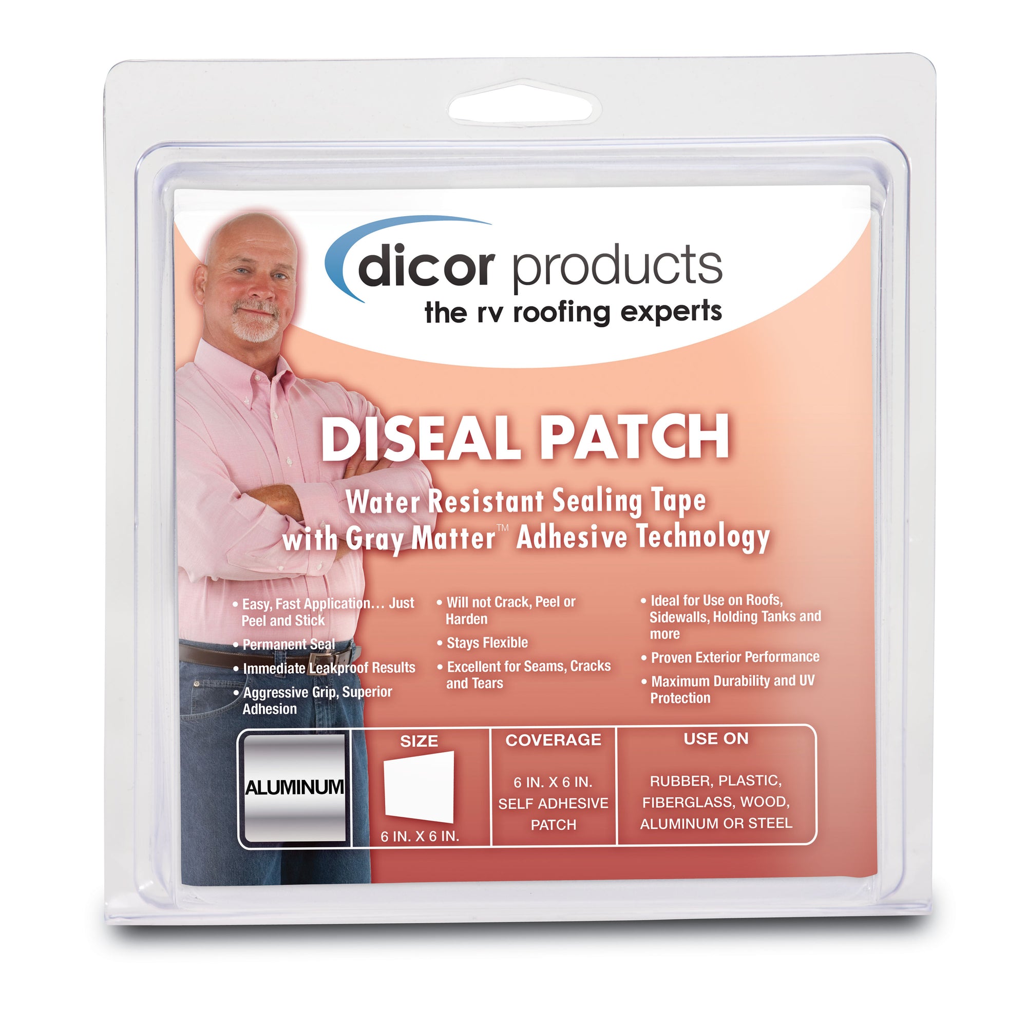 Dicor Corporation 522AF-66-1C Sealing Tape - Aluminum, 6" x 6" Patch