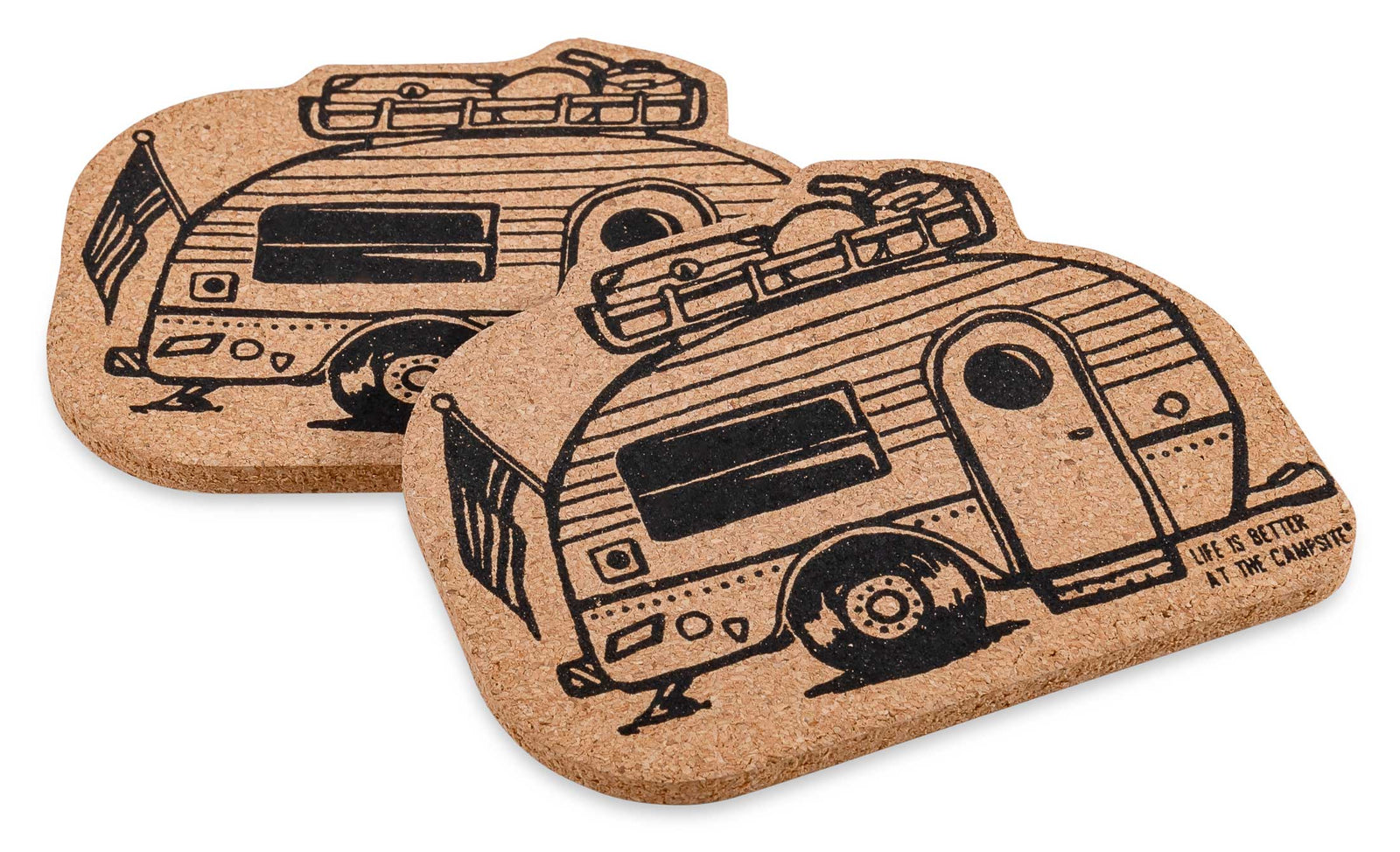 Camco 53384 LIBATC Cork Coasters - RV Shaped, Pack of 2