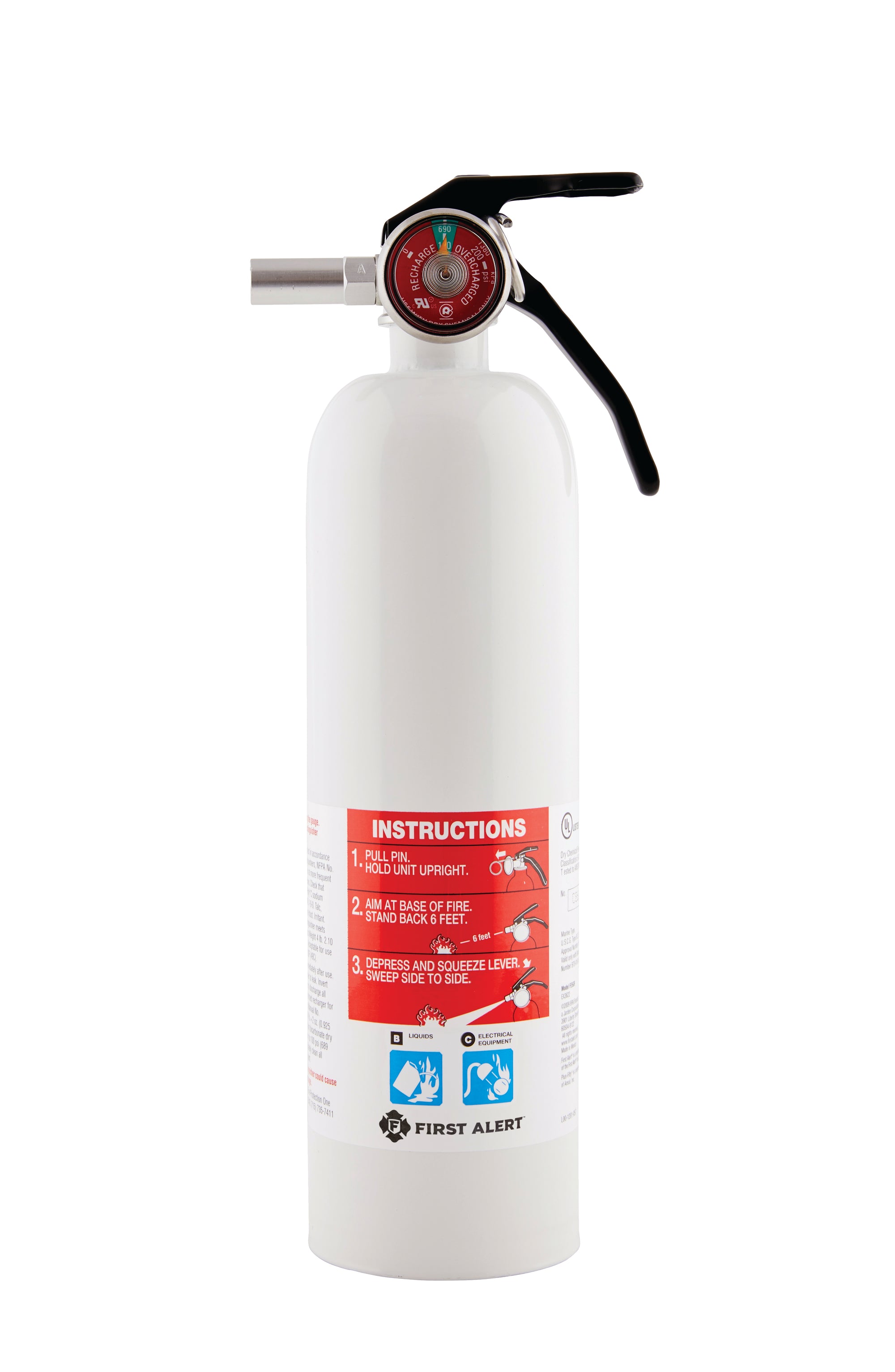 First Alert REC5 Rechargeable Recreational Fire Extinguisher 5-B:C, White