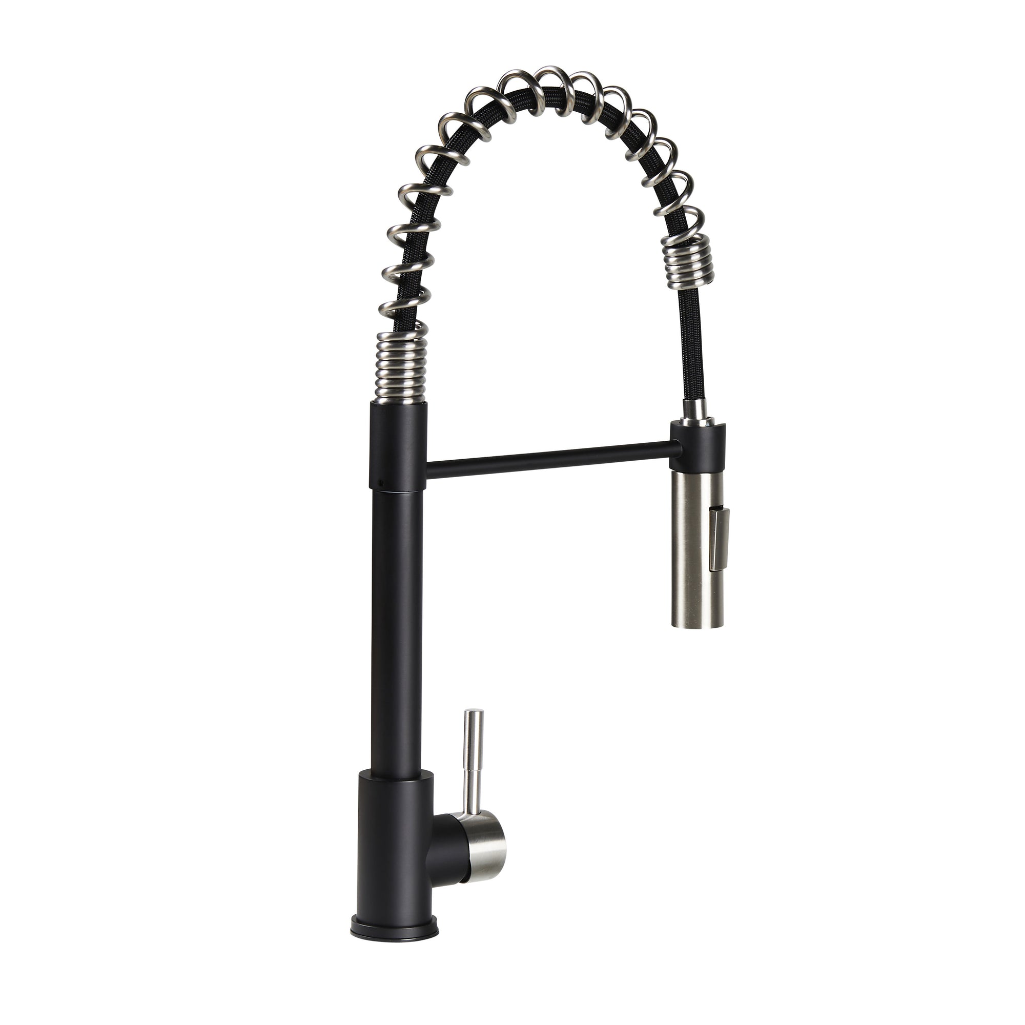 Lippert 2022109922 Flow Max Coiled Pull-Down Kitchen Faucet - Black/Stainless Steel