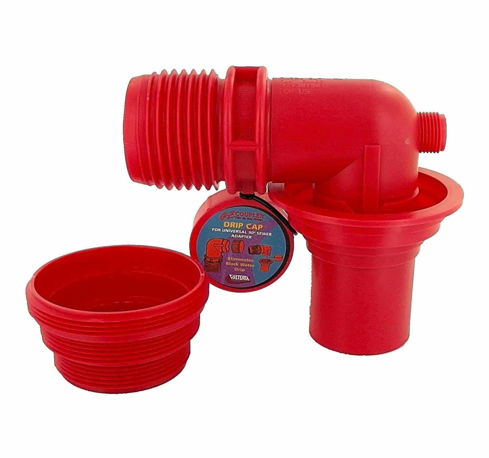 Valterra F02-3305VP EZ Coupler 90° Sewer Adapter and Thread Attachment - Red