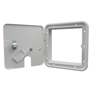 Thetford 94337 Large 30/50 Amp Electric Cable Hatch with Keyed Entry - Polar White