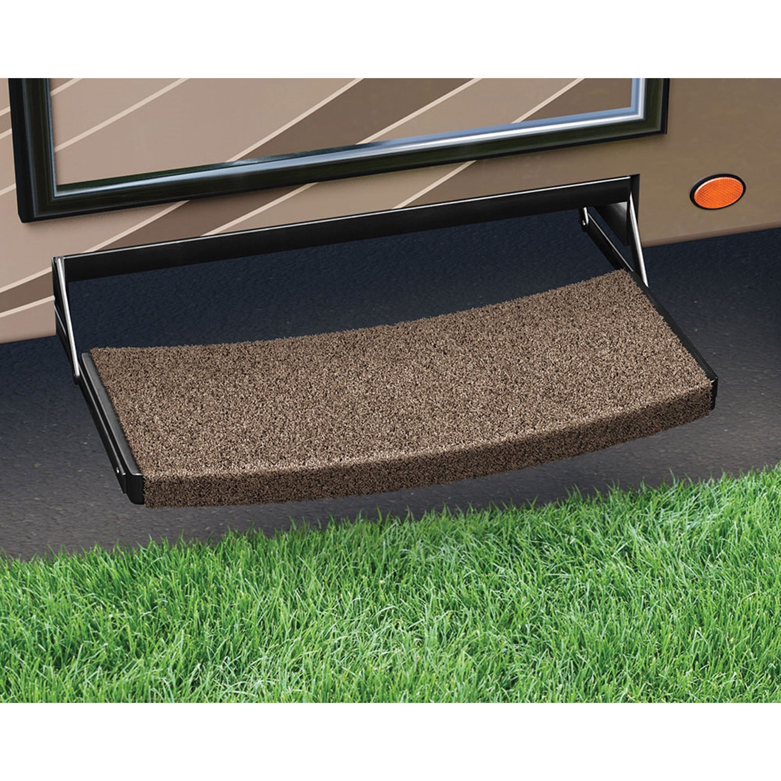 PREST-O-FIT 2-0220 Trailhead Universal RV Step Rug - 22", Buckskin Brown