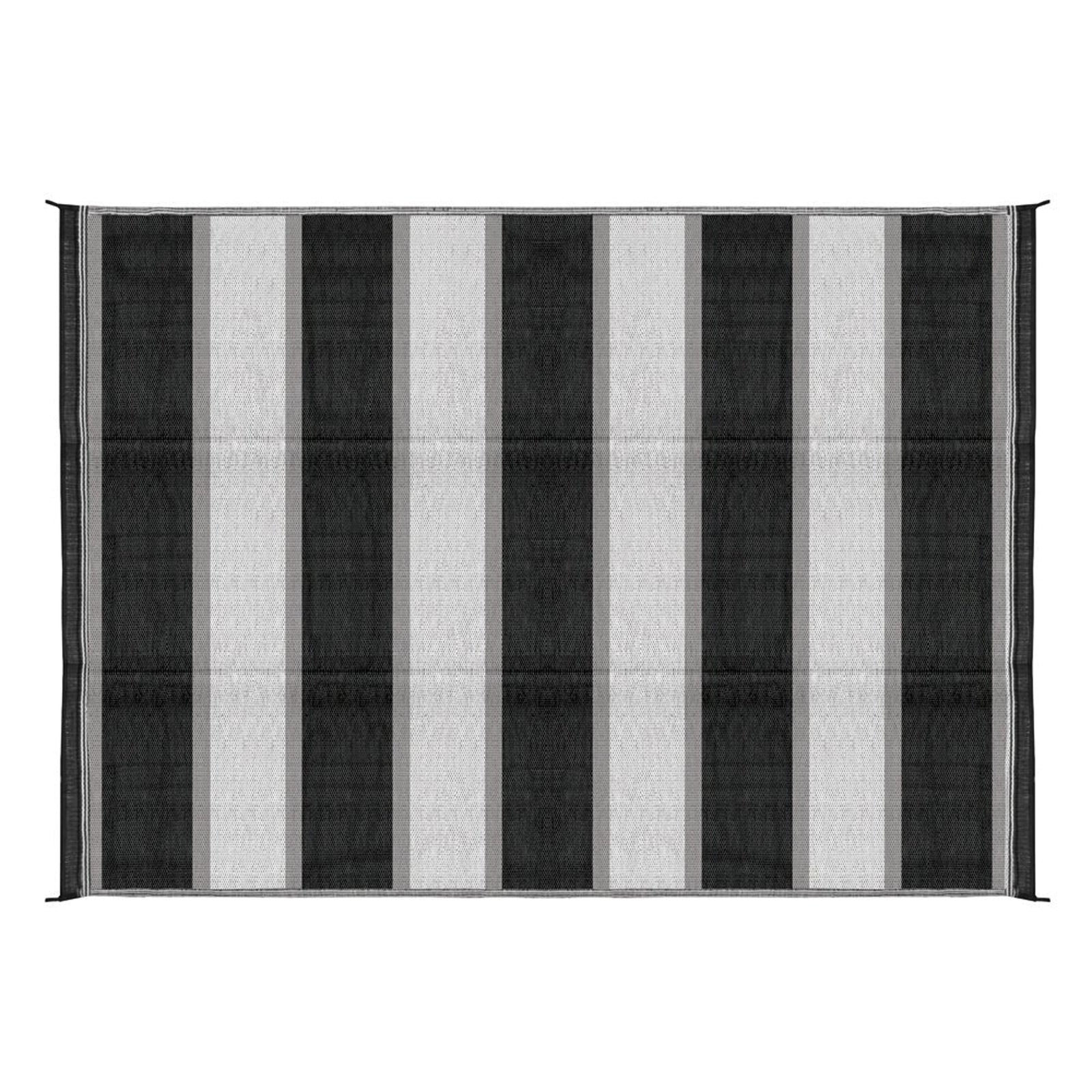 Camco 42873 Stripe Awning Leisure Mat - Charcoal Stripe 6' x 9'