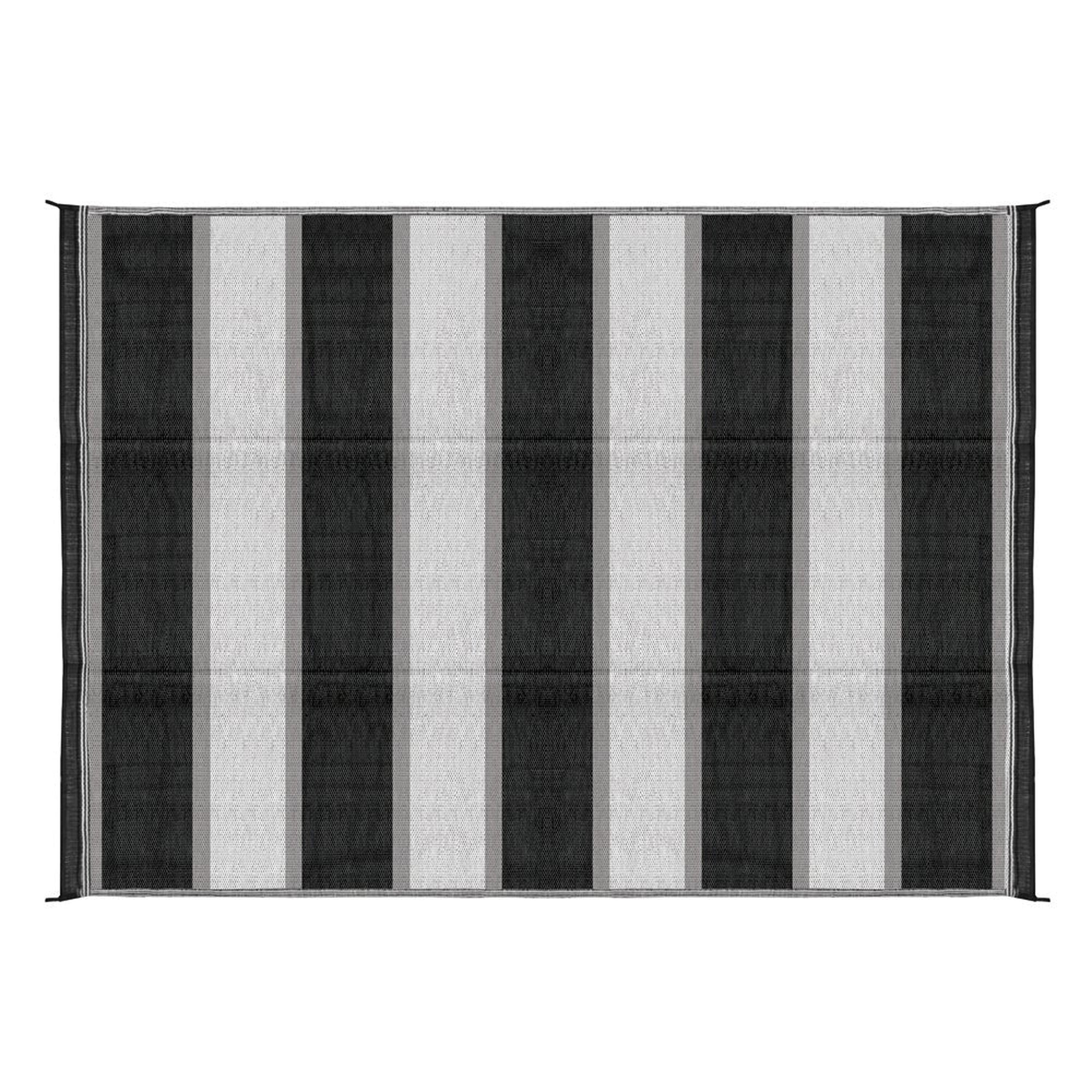 Camco 42873 Stripe Awning Leisure Mat - Charcoal Stripe 6' x 9'