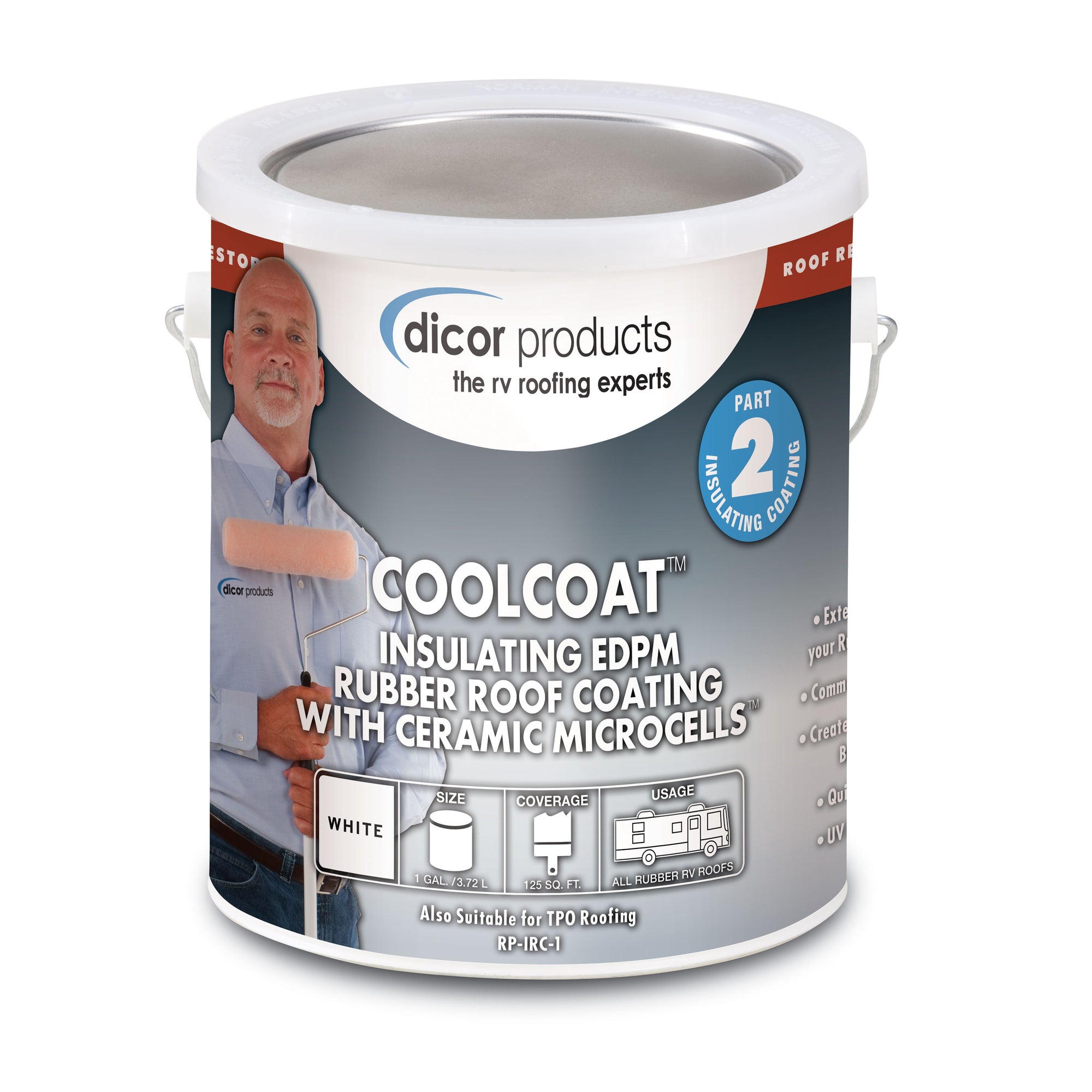 Dicor RP-IRCT-1 Coolcoat Insulating EPDM Roof Coating - 1 Gallon, Tan