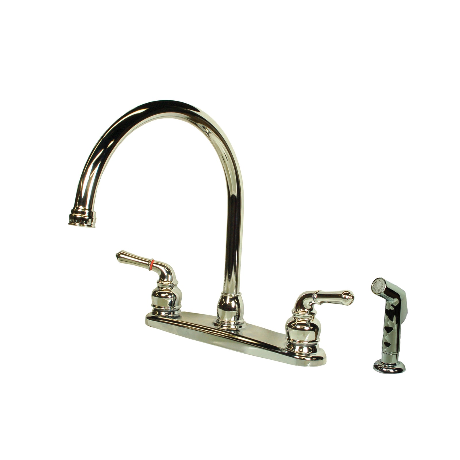 Empire Faucets CH801GS 8" Metallic Kitchen Faucet with Gooseneck Spout, Teapot Handles and Sprayer - Chrome