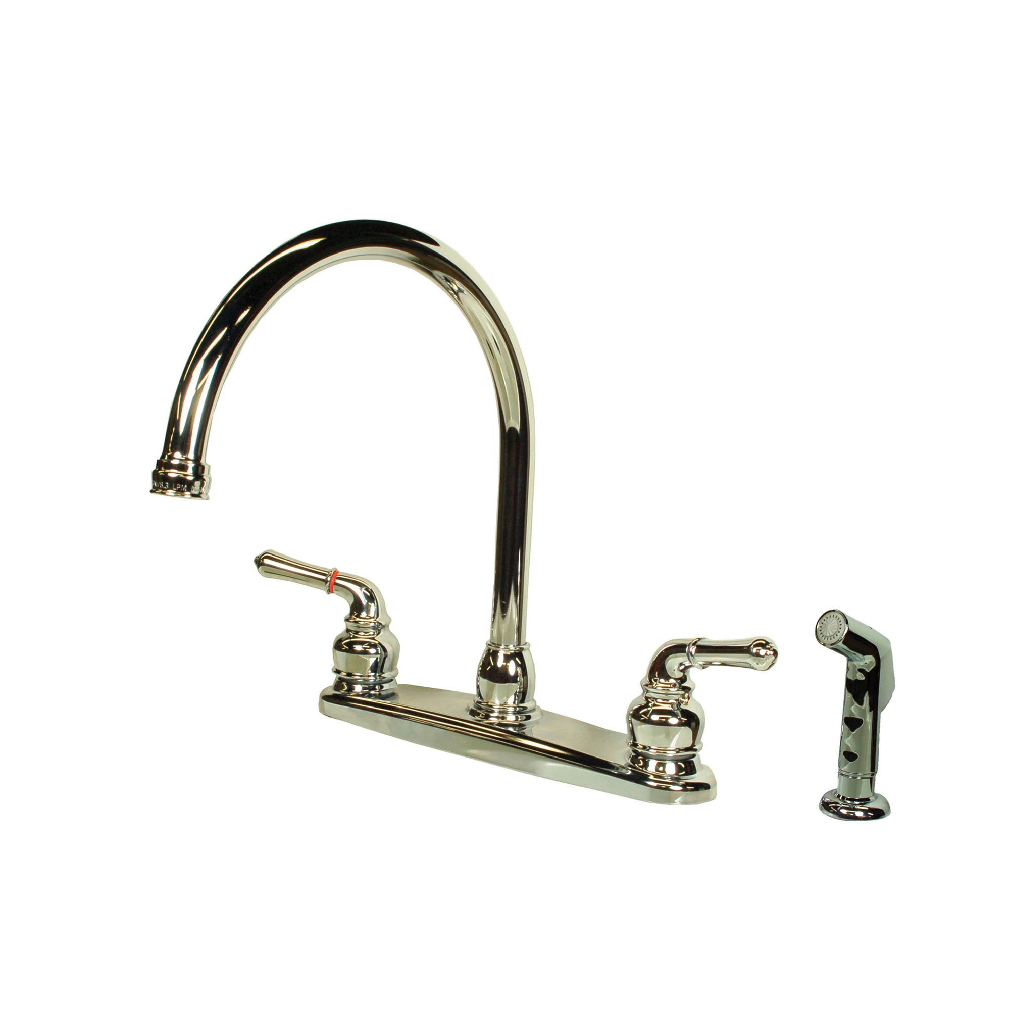 American Brass CH801GS RV Kitchen Faucet With Gooseneck Spout, Teapot Handles And Sprayer 8" - Chrome