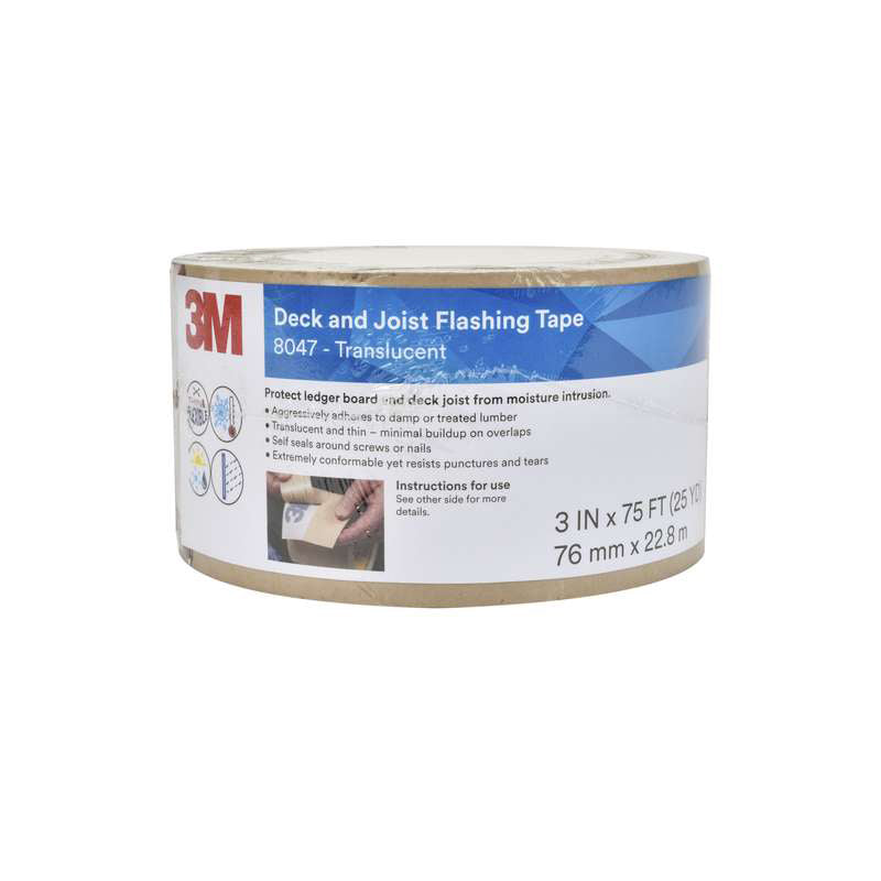 3M 7010379532 Deck and Joist Flashing Tape 8047 - Translucent, 3" x 75'