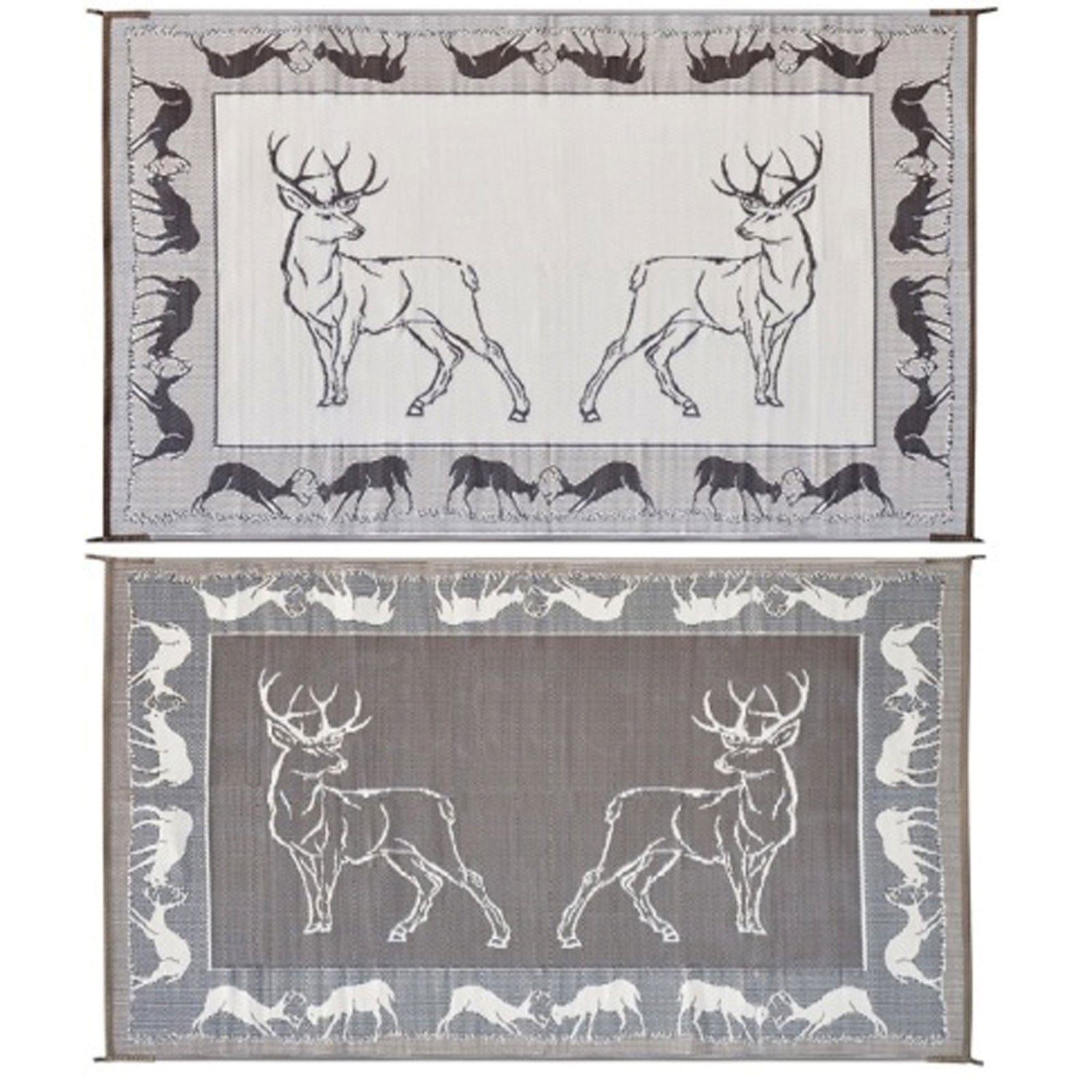 Ming's Mark PA1 Stylish Camping Deer Mat - 9' x 12', Black/Beige