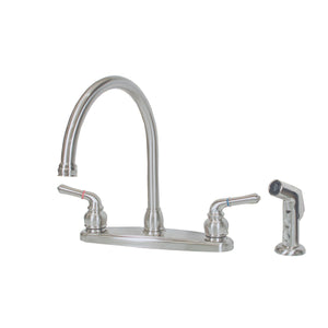 American Brass CH801GS RV Kitchen Faucet With Gooseneck Spout, Teapot Handles And Sprayer 8" - Chrome