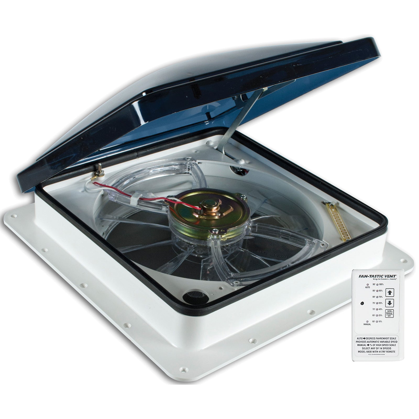 Fan-Tastic Vent 807350 RV Roof Vent Model 7350 - White with Smoke Dome